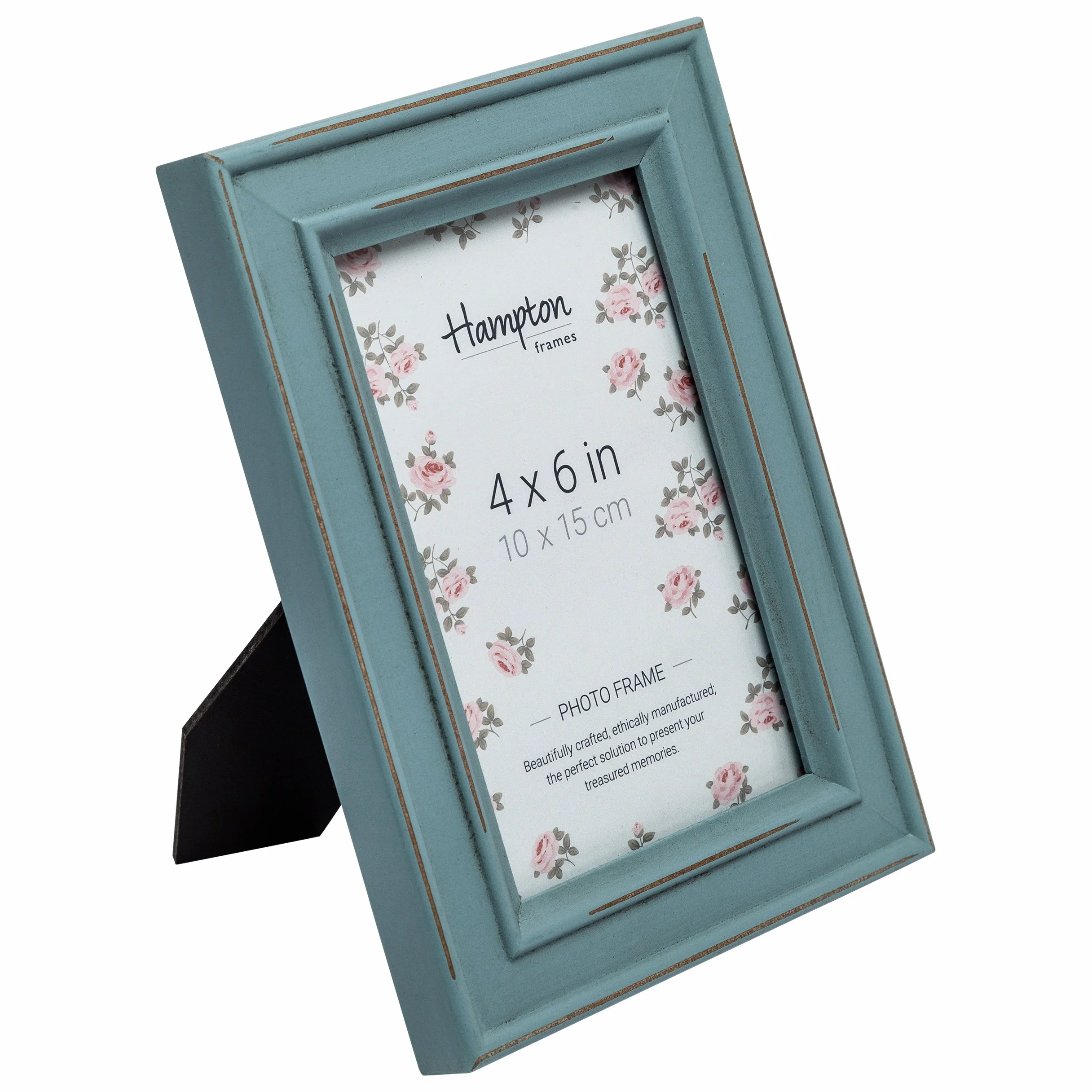 Hampton Frames | Cornice Portafoto PALOMA PAL301946B | 10x15 cm azzurro, legno effetto invecchiato | Vetro, da tavolo o parete | Design shabby chic casa