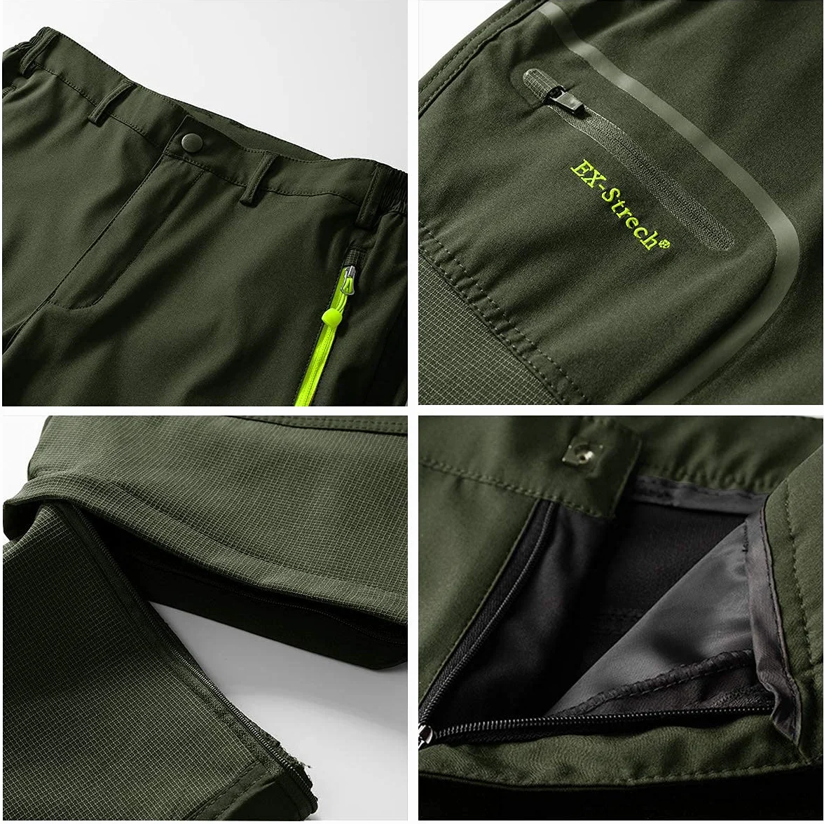 Zoerea Pantaloni Trekking Uomo Asciugare Rapidamente Traspiranti Convertibile Primavera Estate All'aperto Alpinismo Escursionismo