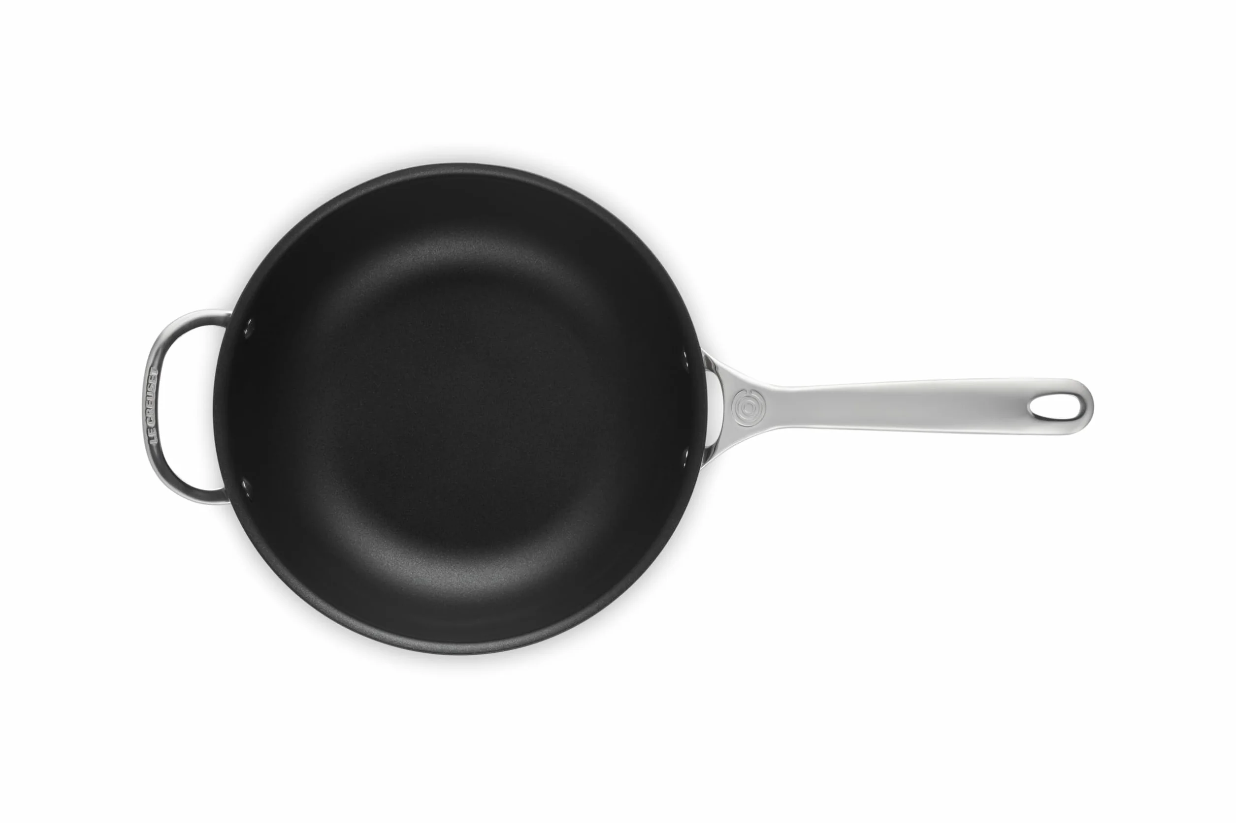 LE CREUSET Padella Dello Chef con Maniglia e Coperchio in Acciaio Inox, Interno Antiaderente, Diametro 24 cm, 96601424001700