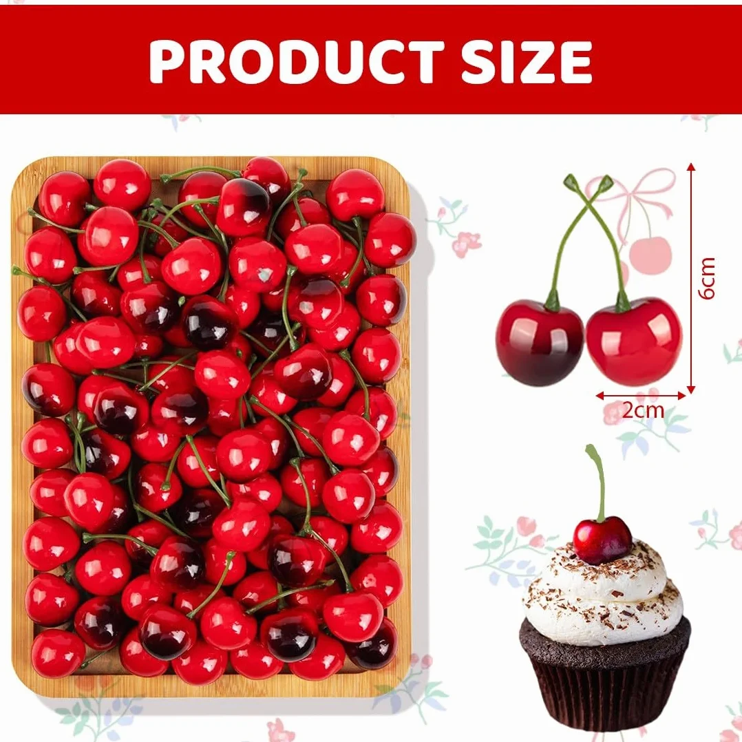 Ciliegie Artificiali Realistiche 30 Pezzi Decorativi Frutta Finta Decorazioni