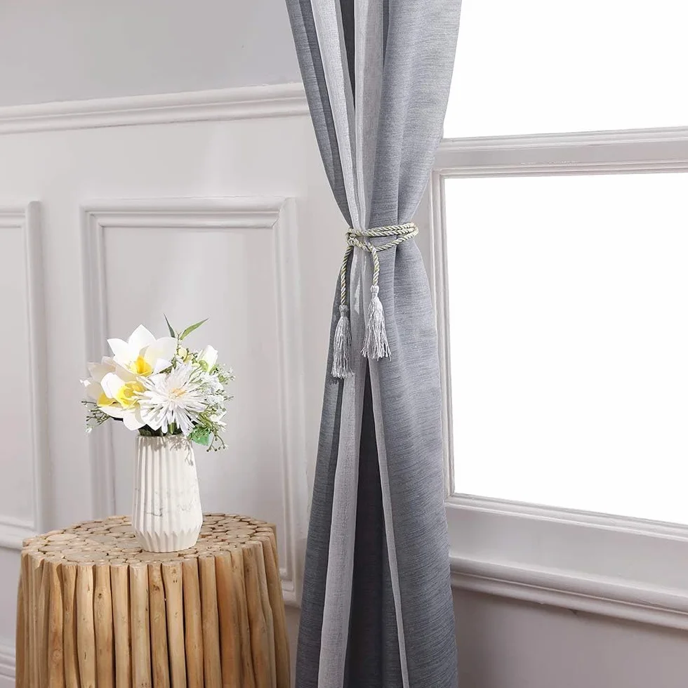 MIULEE Tende a Righe per Interni, Tende Trasparenti in Voile Tende Camera da Letto, Tenda Salotto Moderne con Anelli, Tenda a Pannello da Interno Finestra a Righe Bianche e Grigie, 2x 140270x CM