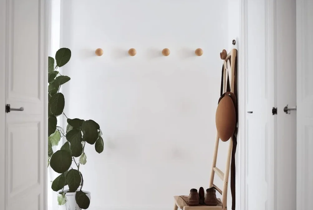 Mushroom Appendiabiti Muro Attaccapanni a Parete Legno Ganci Set di 4 Faggio Moderno Design