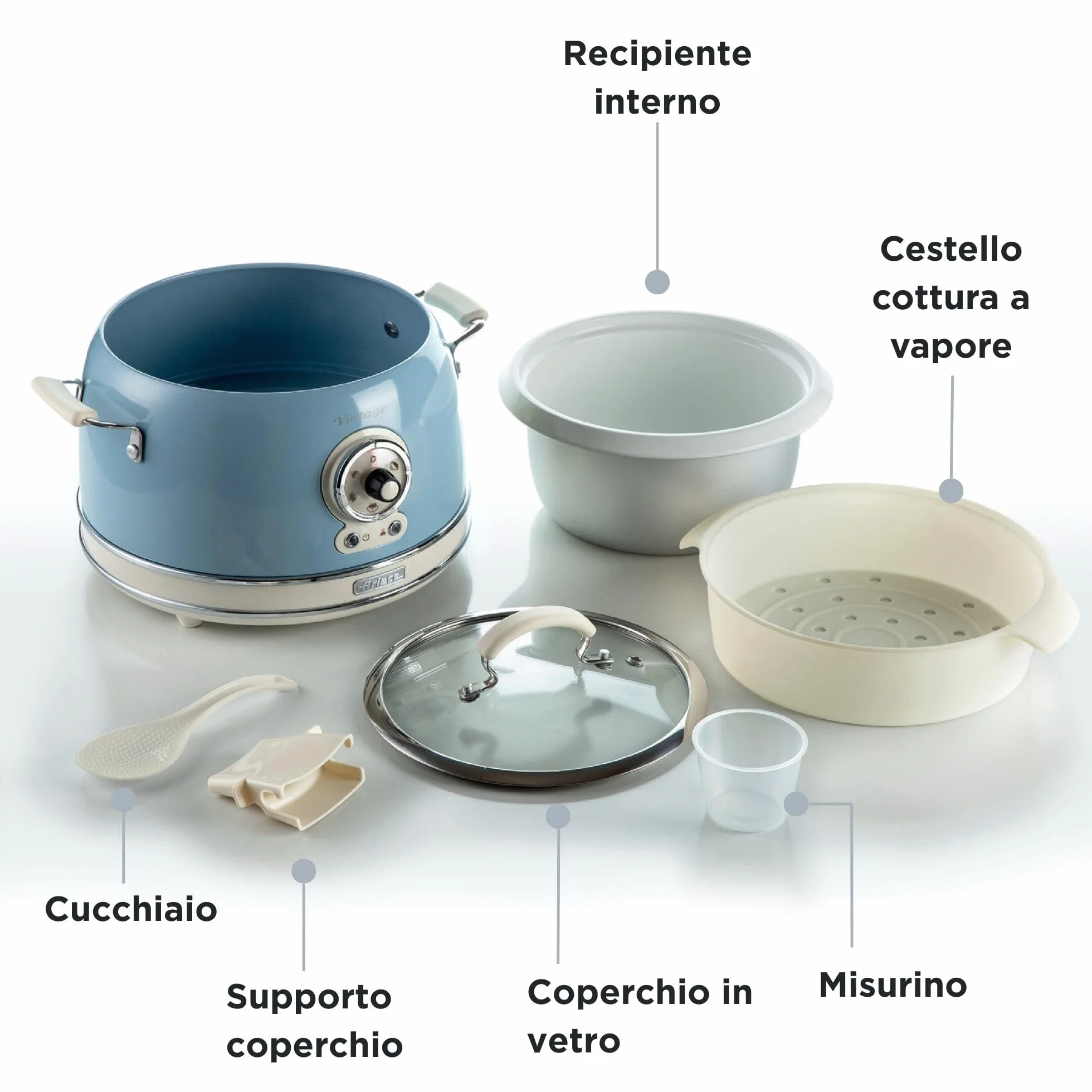 Ariete 2904 Rice Cooker Multicooker 3.5L 700W Celeste