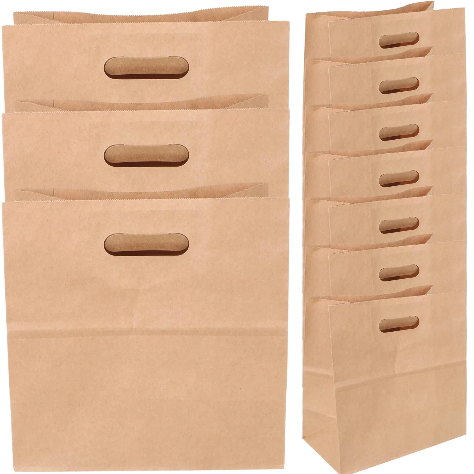 30 Pezzi Sacchetti di Carta Kraft per Pane e Caramelle Fondo Piatto, Resistenti e Sicuri per Microonde, per Panetterie e Ristoranti