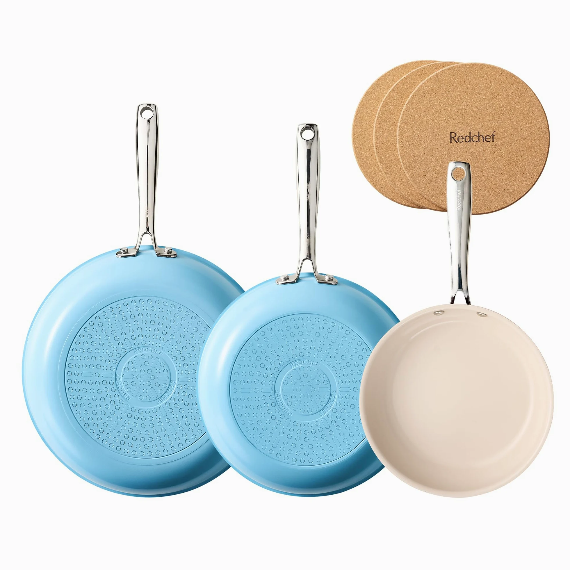 Redchef Set di pentole in ceramica, a induzione, 6 pezzi, rivestimento antiaderente, 20/24/28 cm, per tutte le fonti di calore, senza PTFE, senza PFAS, senza PFOA, adatto per induzione, utilizzabile