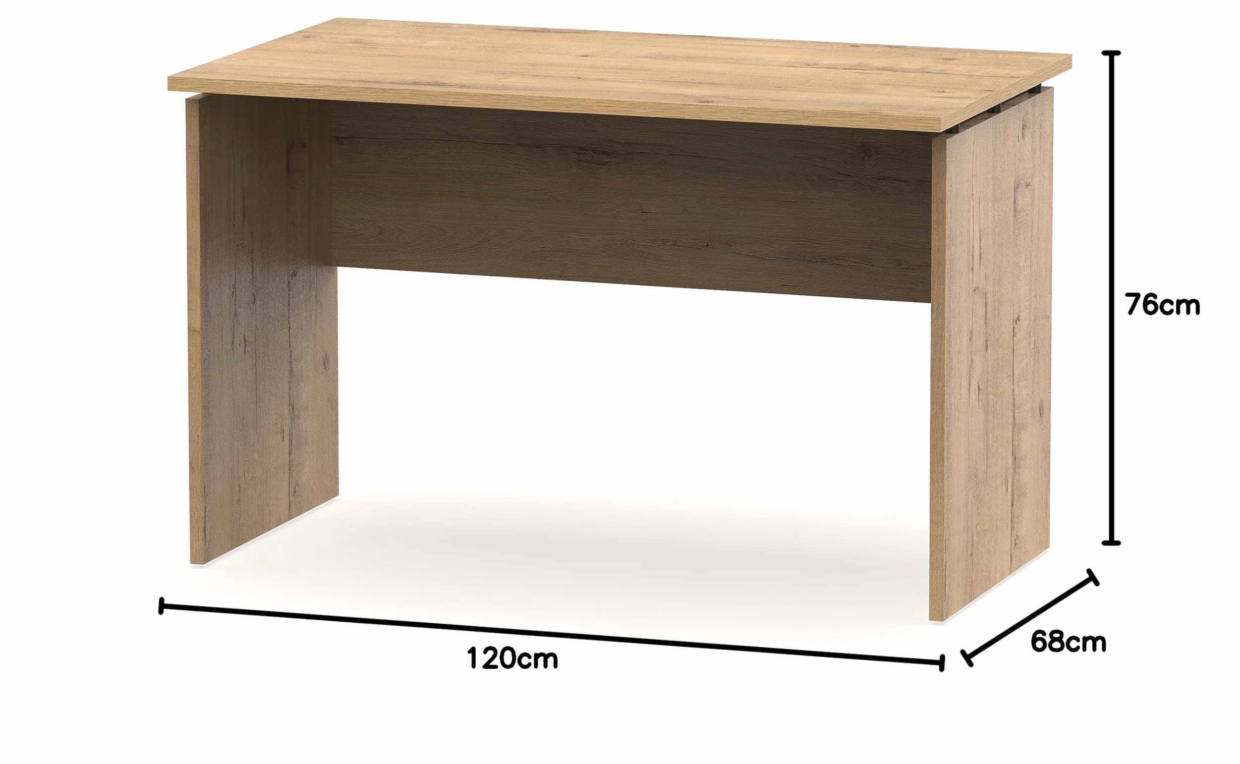 Muebles Pitarch | Tavolo da ufficio, scrivania, tavolo per computer o da studio, rovere Gold, 76x120x68cm (altezza x larghezza x profondità) moderno, modello Teide