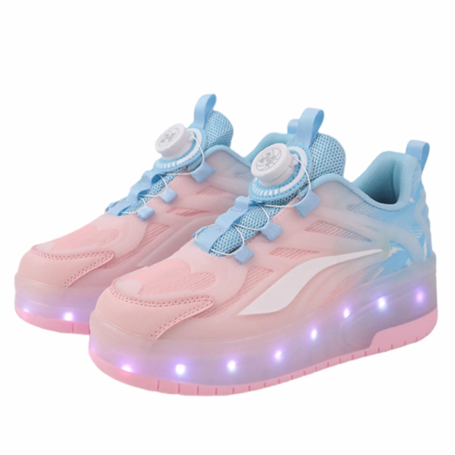 Sneakers Retrattile Doppia Ruote Scarpe con Rotelle Luce Bambina Sportive Pattini Uomo Donna LED 2 Ruote Sport all'Aria Aperta