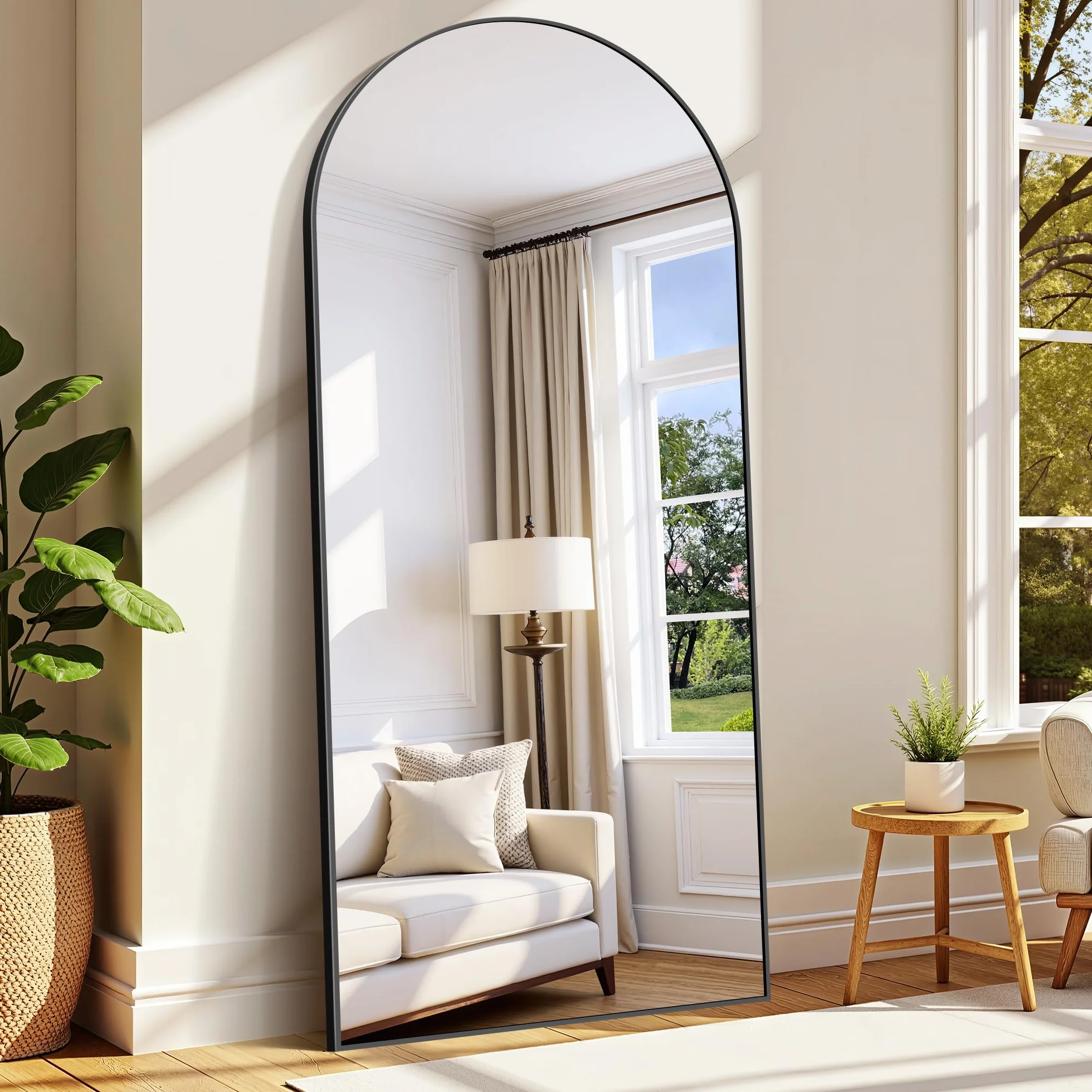 WOLIBEER Specchio a Figura Intera 192 x 85 cm, Grande Specchio da Terra con Cornice in Alluminio Nero, per Camera da Letto Cameretta Soggiorno Spogliatoio