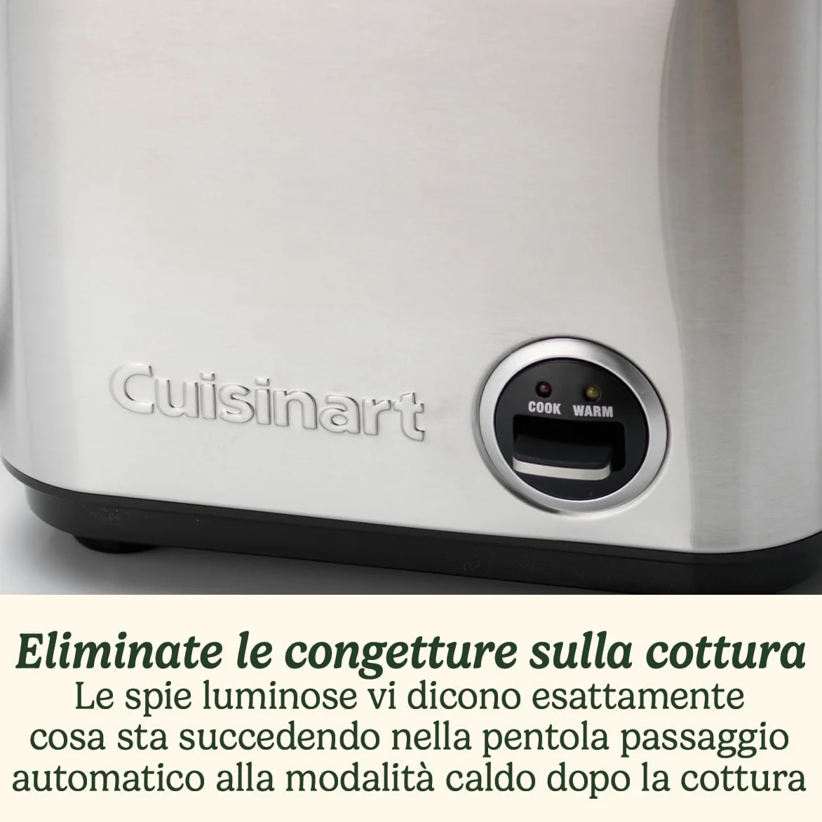 Cuisinart Cuociriso Multifunzone | Cuoce a vapore e mantiene al caldo | Cavo retrattile | Recipiente Antiaderente e Cestino in Acciaio Inox senza BPA | Fino a 400g di riso, 6 Porzioni