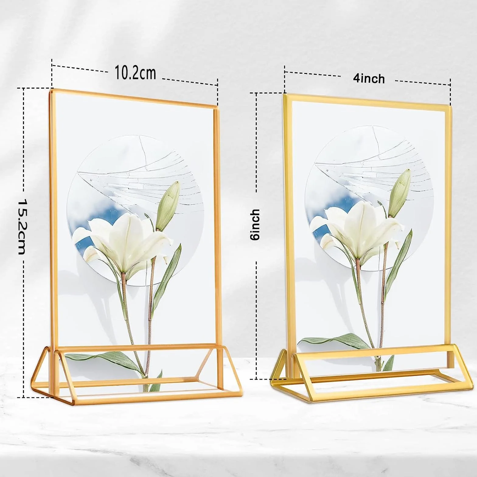 Cornice portafoto double face oro 12 pezzi con supporto cavalletto per numeri da tavolo porta menù