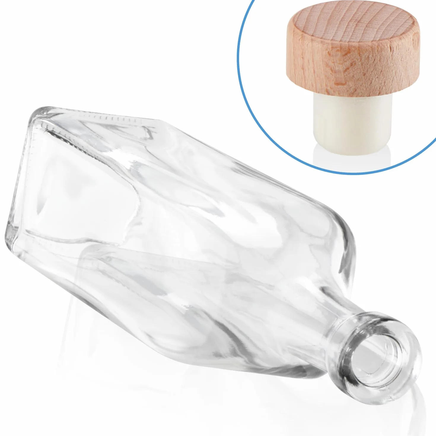 6x Bottiglie in Vetro 500 ml con Tappo in Sughero, Contenitori Vuoti per Olio, Aceto o Liquori