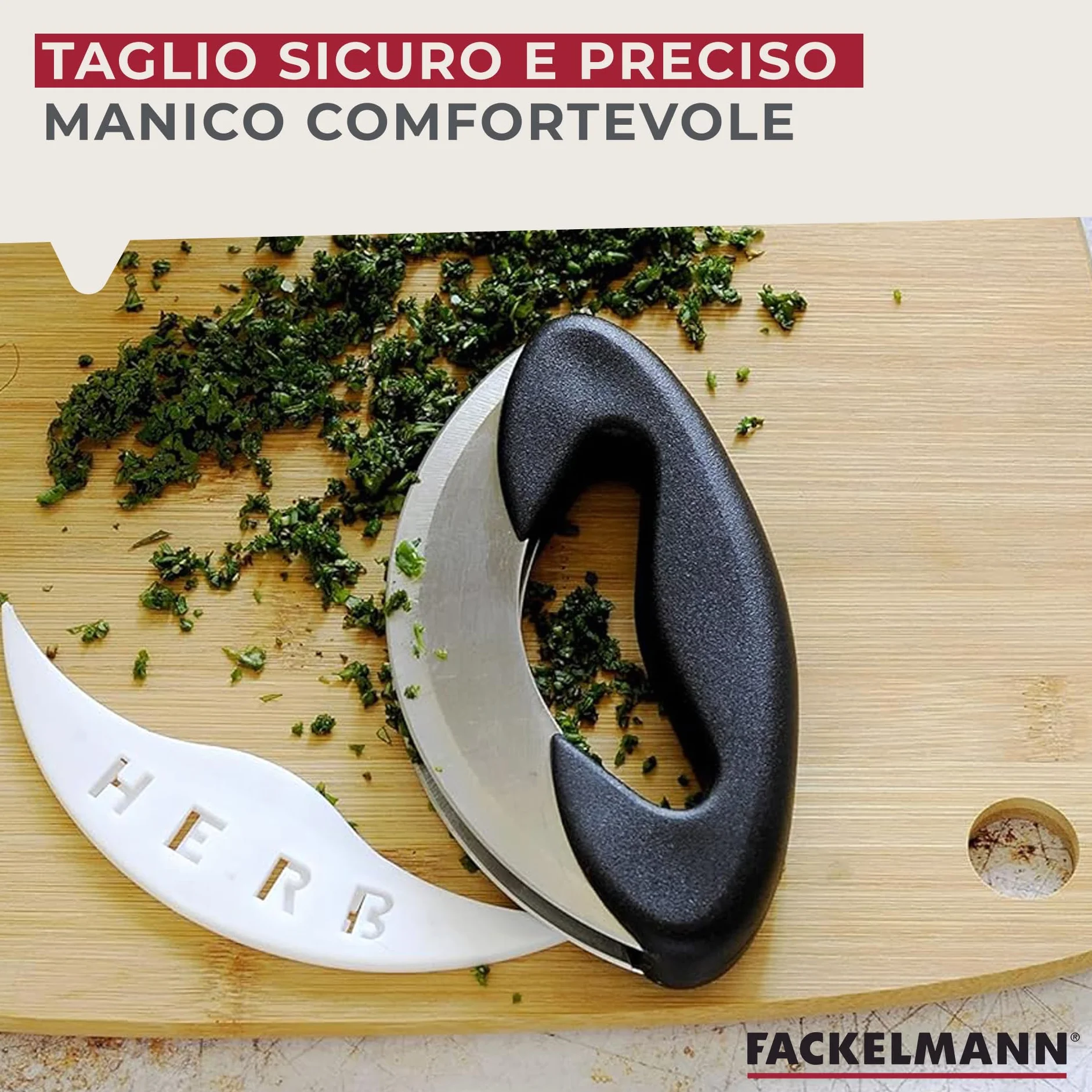 Fackelmann Mezzaluna a Doppia Lama, Acciaio