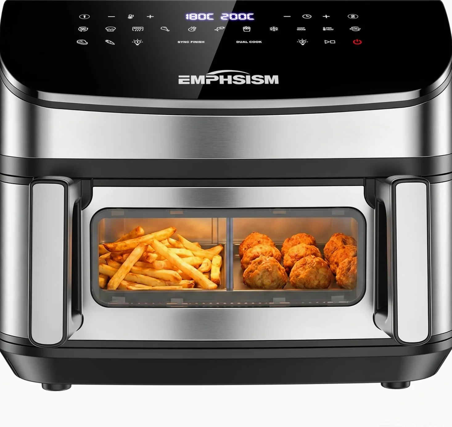 Friggitrice ad Aria 12 Litri - Doppia Resistenza Airfryer, 2600W XXL Doppio Cestello Air Fryer, Flessibile 1 o 2 Zone, 13-in-1 con Schermo Touch, Finestra con Luce Interna, Grande per 4–7 Persone