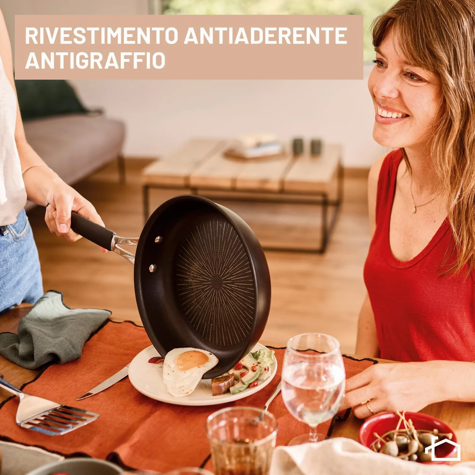 Lagostina Tempra, Casseruola Fonda 24 cm con Coperchio, Rivestimento in Titanium Antiaderente Antigraffio e Fondo in Acciaio Inox, Manici Rivettati, per Tutte le Fonti di Calore Inclusa Induzione