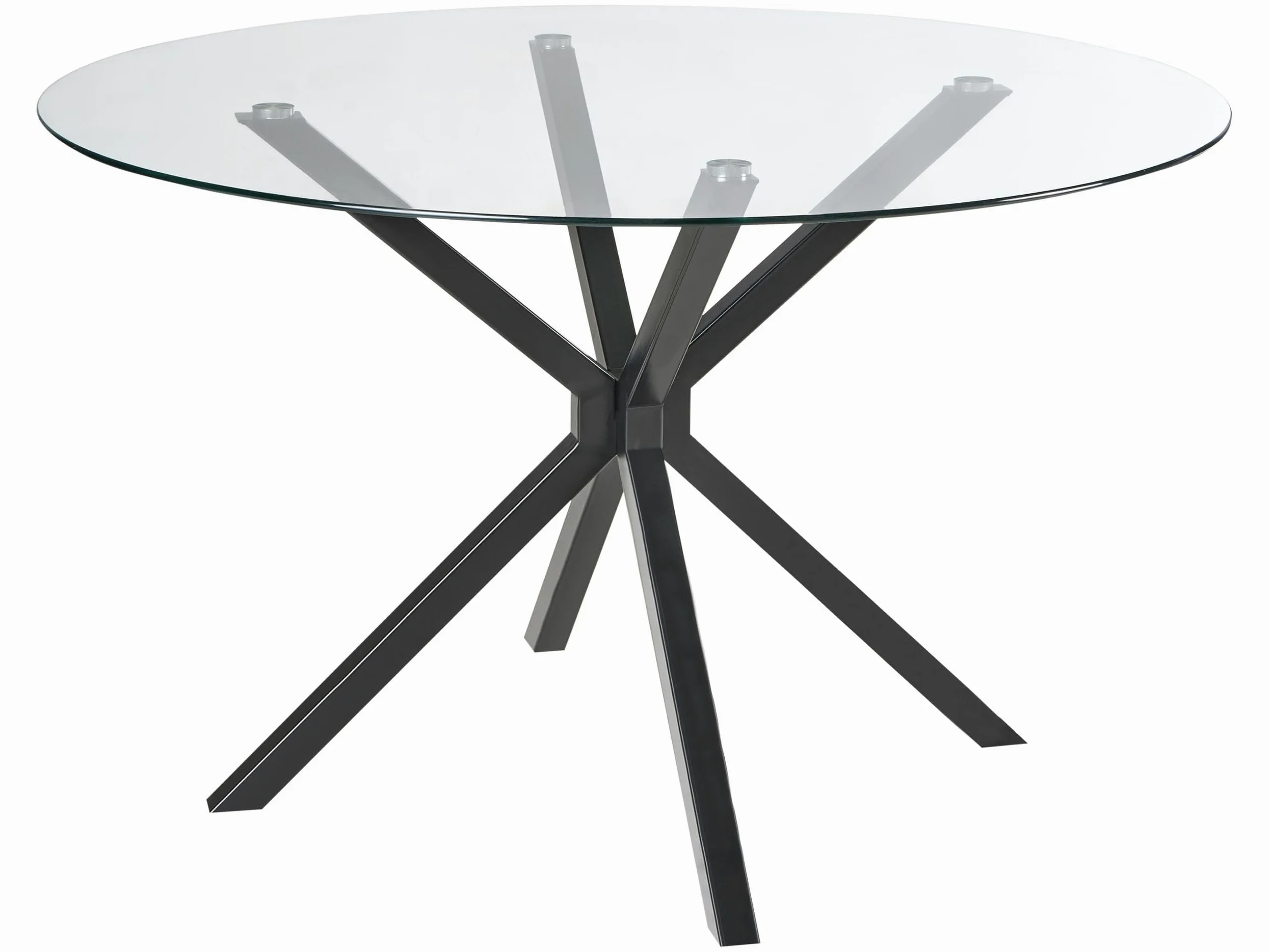 Beliani Tavolo da pranzo rotondo Glamour ⌀120 cm Piano in vetro temperato Gambe d'accento Nero