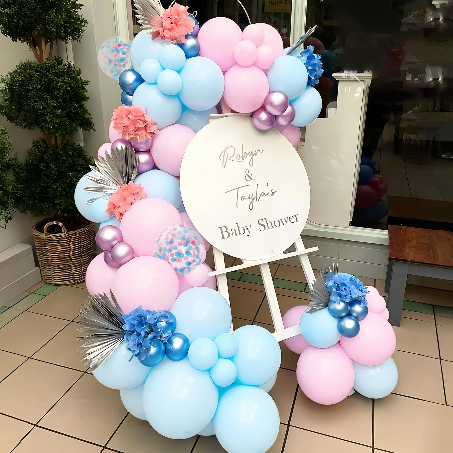 Palloncini Rosa Blu Pastello, 60 Pezzi 12 Pollici Macaron Azzurro Metallizzato Rosa Coriandoli Palloncini per Gender Reveal Bambino Compleanno Battesimo Cresima Laurea Partito Decorazione Festa