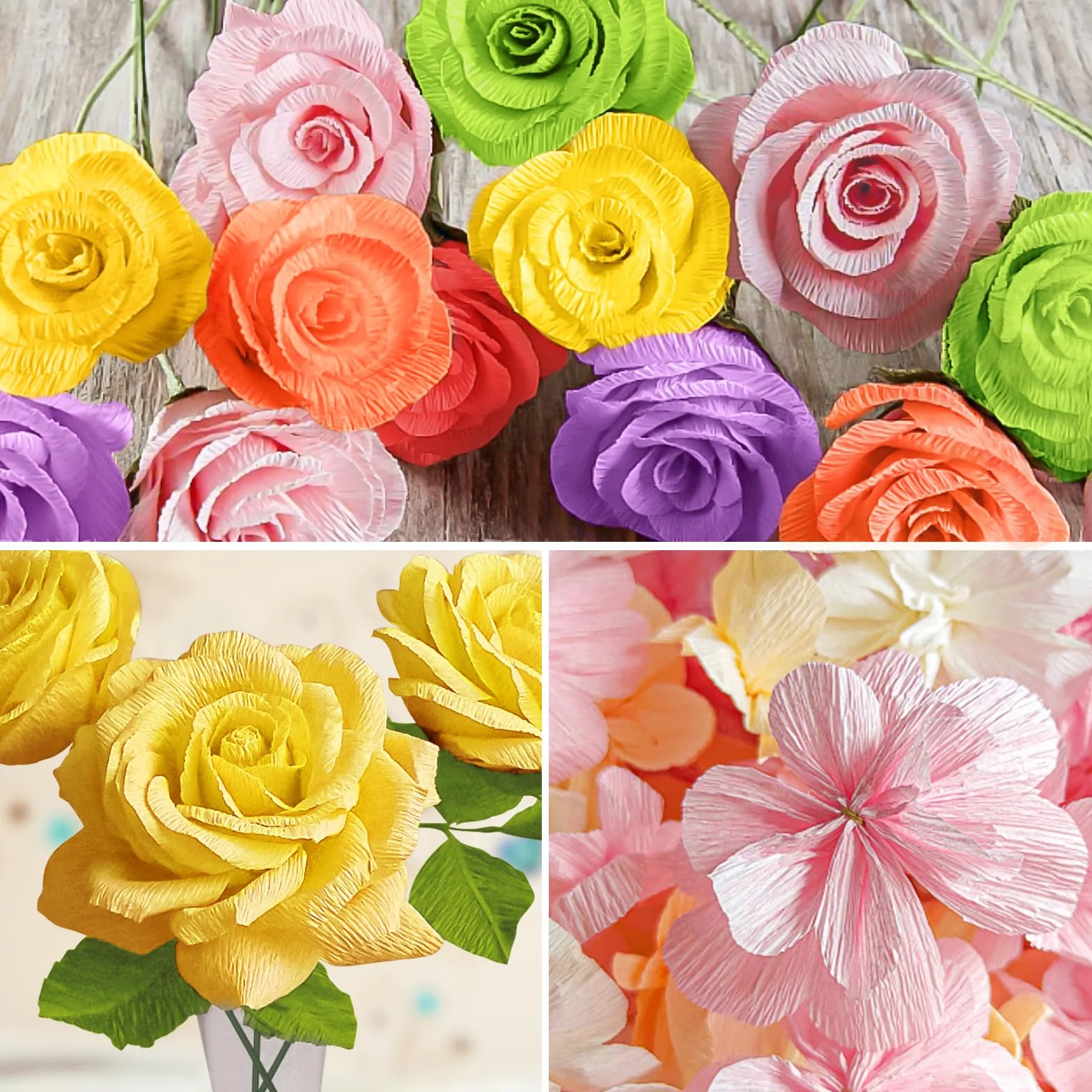 MicButty 42 rotoli carta crespa nastro floreale filo ferro artigianato matrimoni