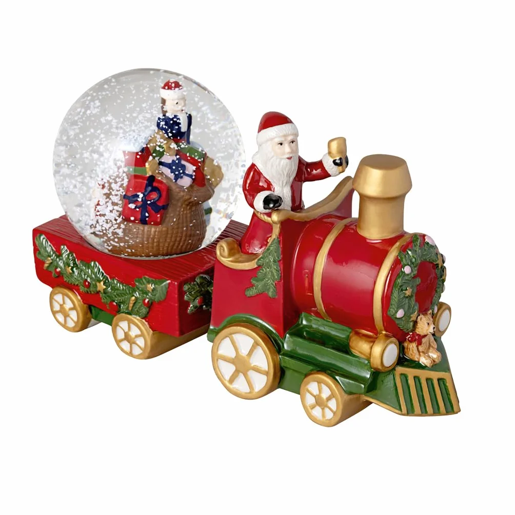 Villeroy & Boch – Christmas Toys, treno in globo di neve grande, treno, 22 x 8,5 x 12,5 cm, porcellana/vetro, multicolore