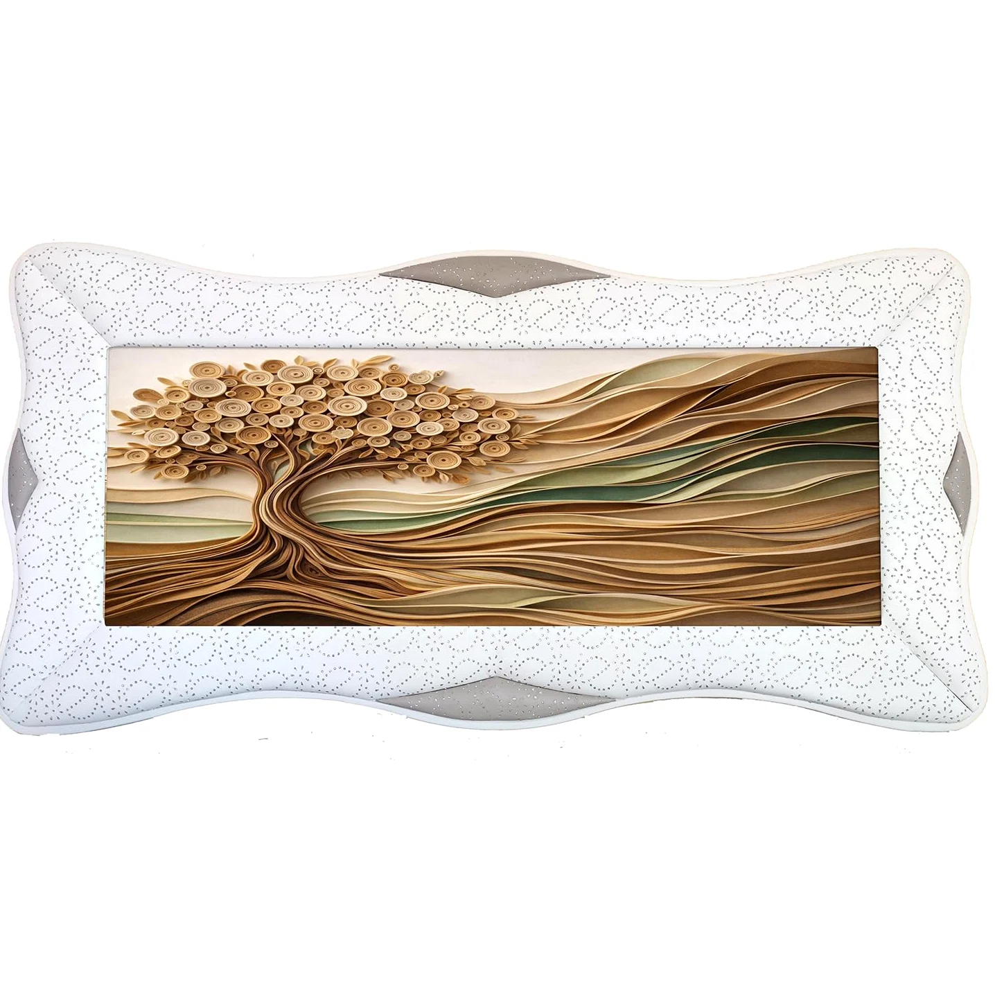 oggettando Quadro Albero Oro Terra con Cornice Rondine in Ecopelle Bianca con Inserto. Regali utili, Originali e a Prezzi Bassi (90x60, inserto Br. Bi. + Br. To.)