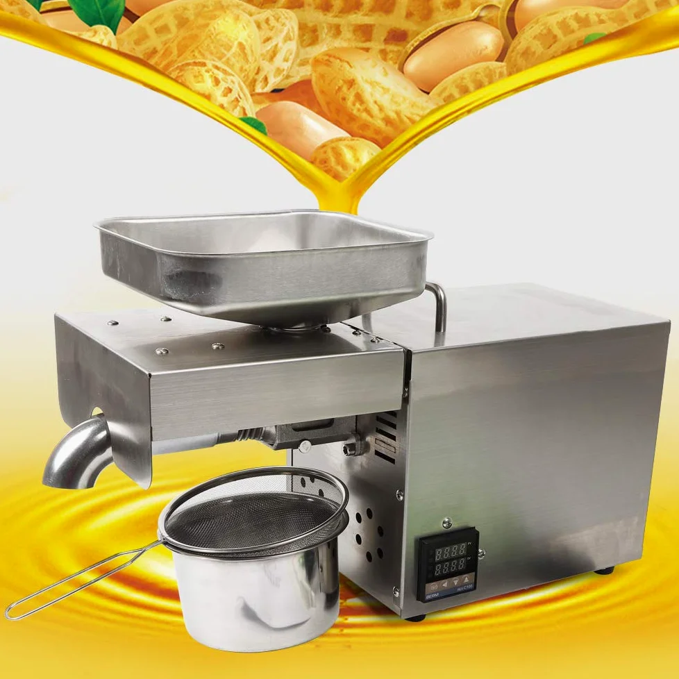 Pressa Olio Automatico Acciaio Inox Estrattore Olio Macchina di Estrazione di Olio Caldo/Freddo Commerciale Olio Press Macchina 610 w Per Semi Di Lino Arachidi Termostatico