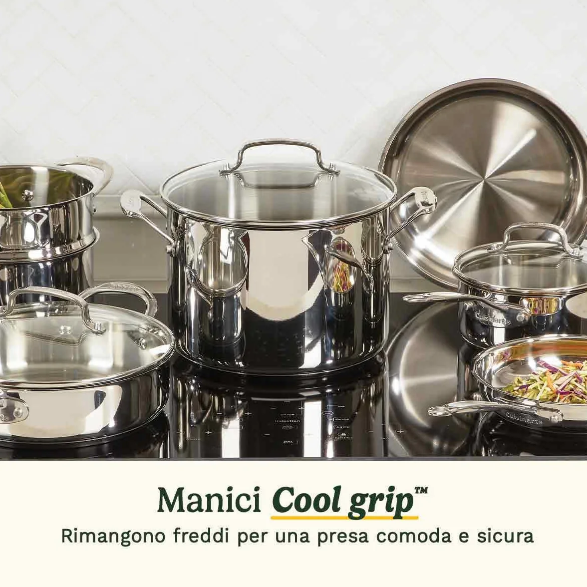 Cuisinart® Chef’s Classic™ Set pentole 11 pezzi | Fondo incapsulato | Induzione | Manici Cool Grip™ | Misure integrate | Lavastoviglie | Cottura uniforme | Acciaio inox