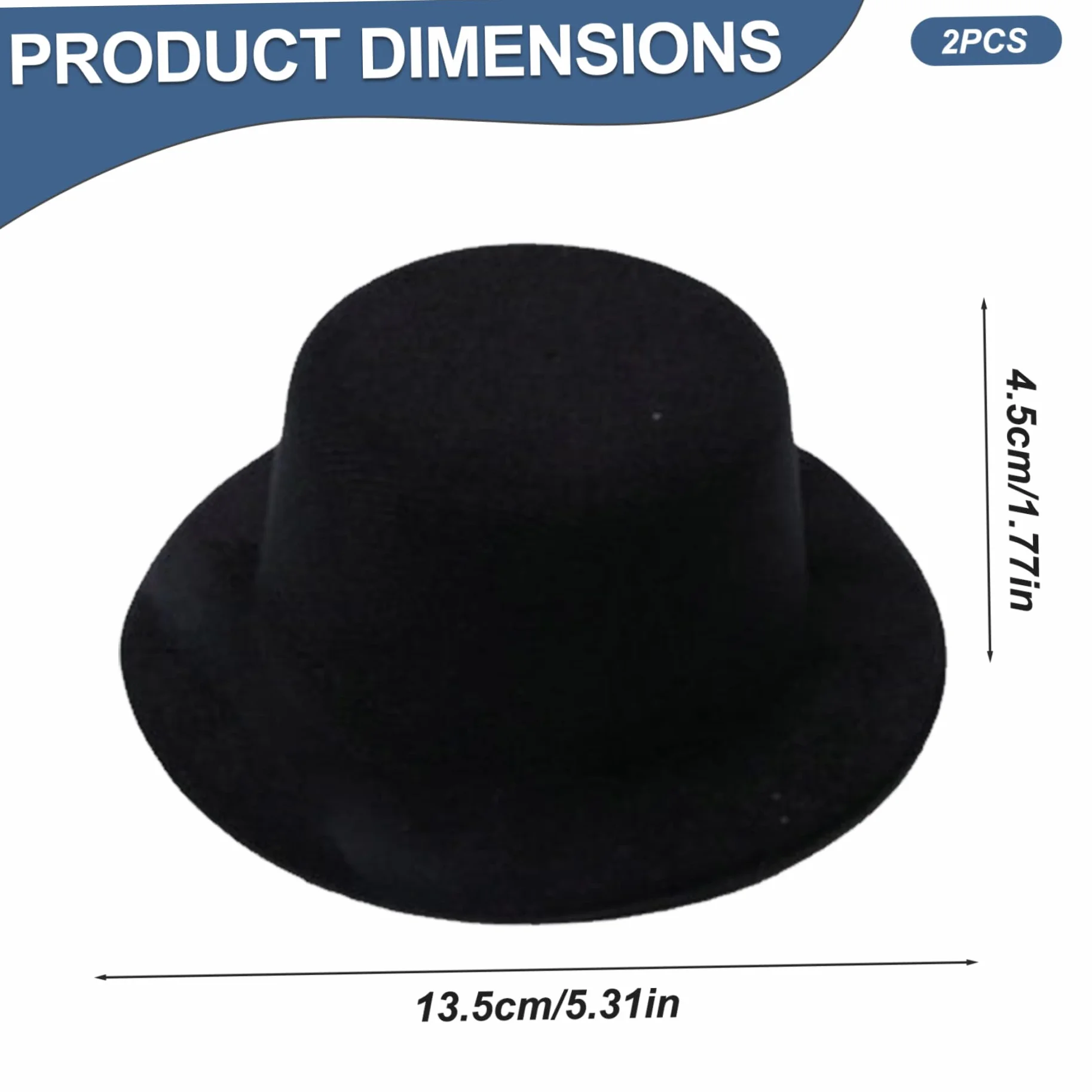 Mini cappello a cilindro 2 pezzi 5x2 pollici piccolo cappello a cilindro nero in peluche piccolo mini cappelli fai da te per artigianato, cappelli per bambole, animali domestici, tappi per bottiglie