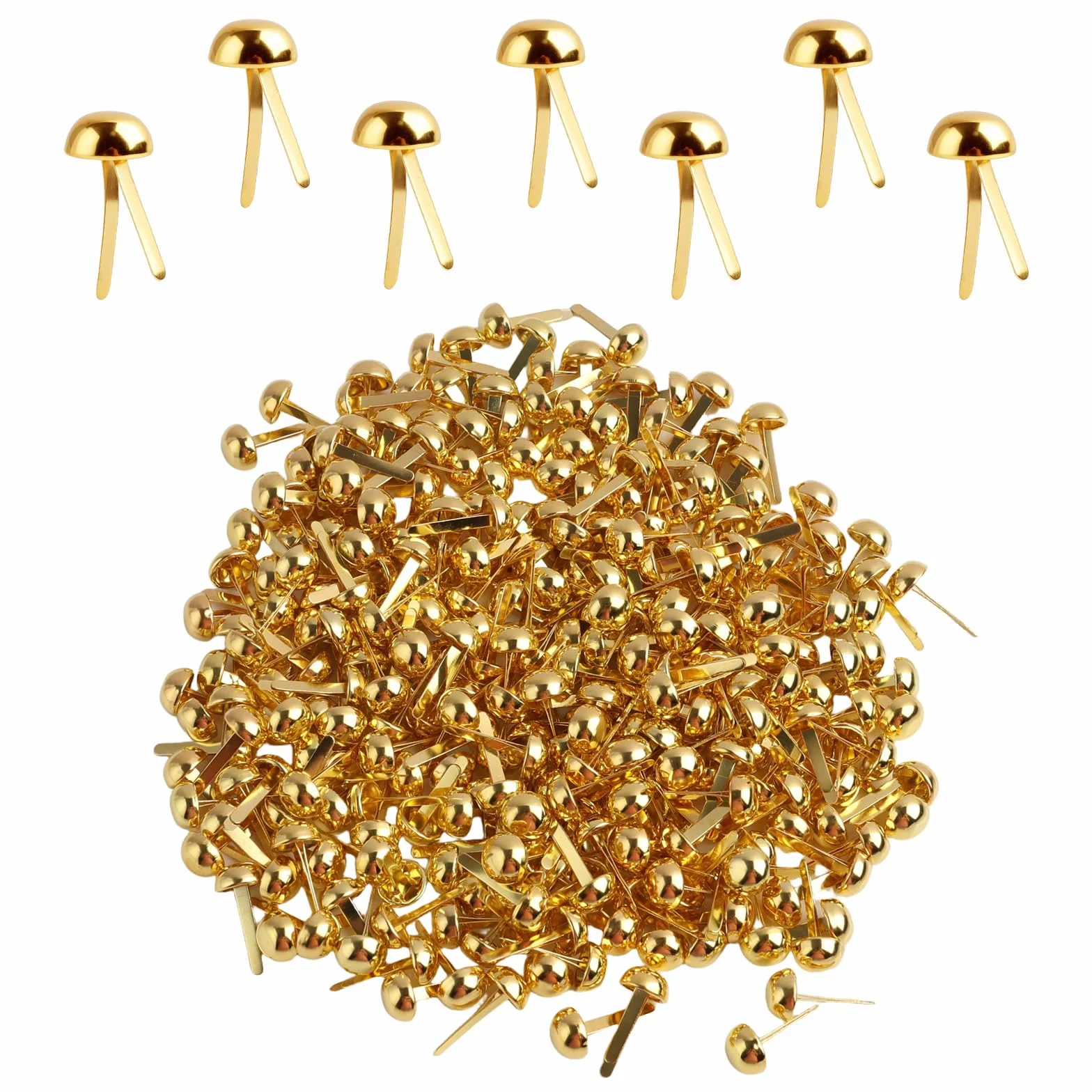 300 Pezzi in Metallo Dorato, Fermagli per Sacchetti, Testa Rotonda in Metallo, Mini Chiusure per Carta, Fermacampioni Piccoli, Brads, Clip a Doppio Piede a Testa Rotonda per Scrapbooking