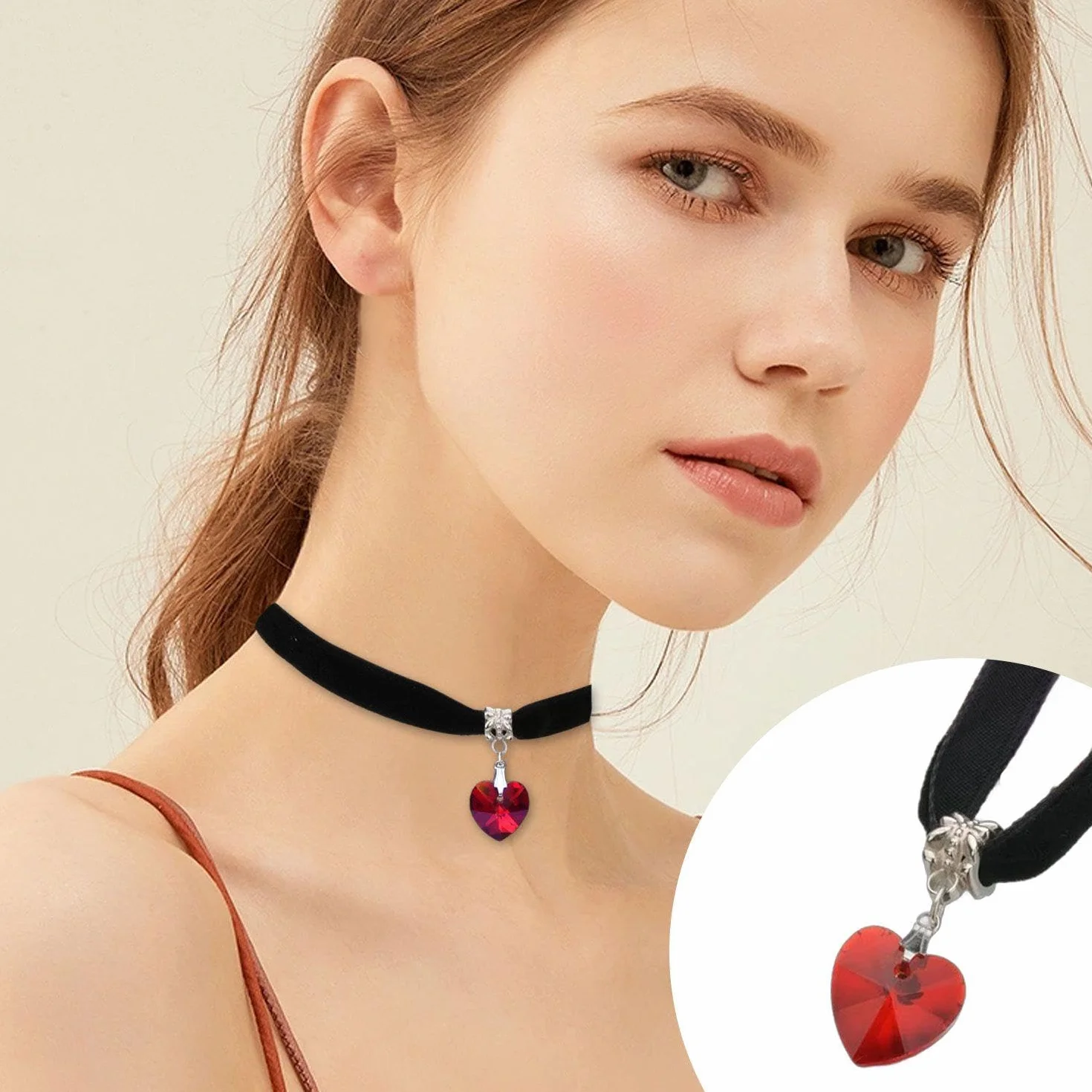 D'Amore 2 Pezzi Collana Gotica Cuore Girocollo Velluto Nero