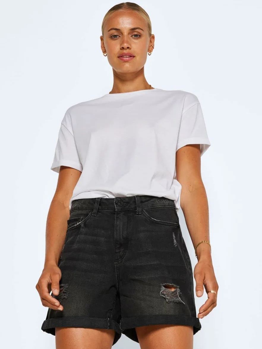 NOISY MAY Smiley Destroy Shorts Donna Shorts Nero