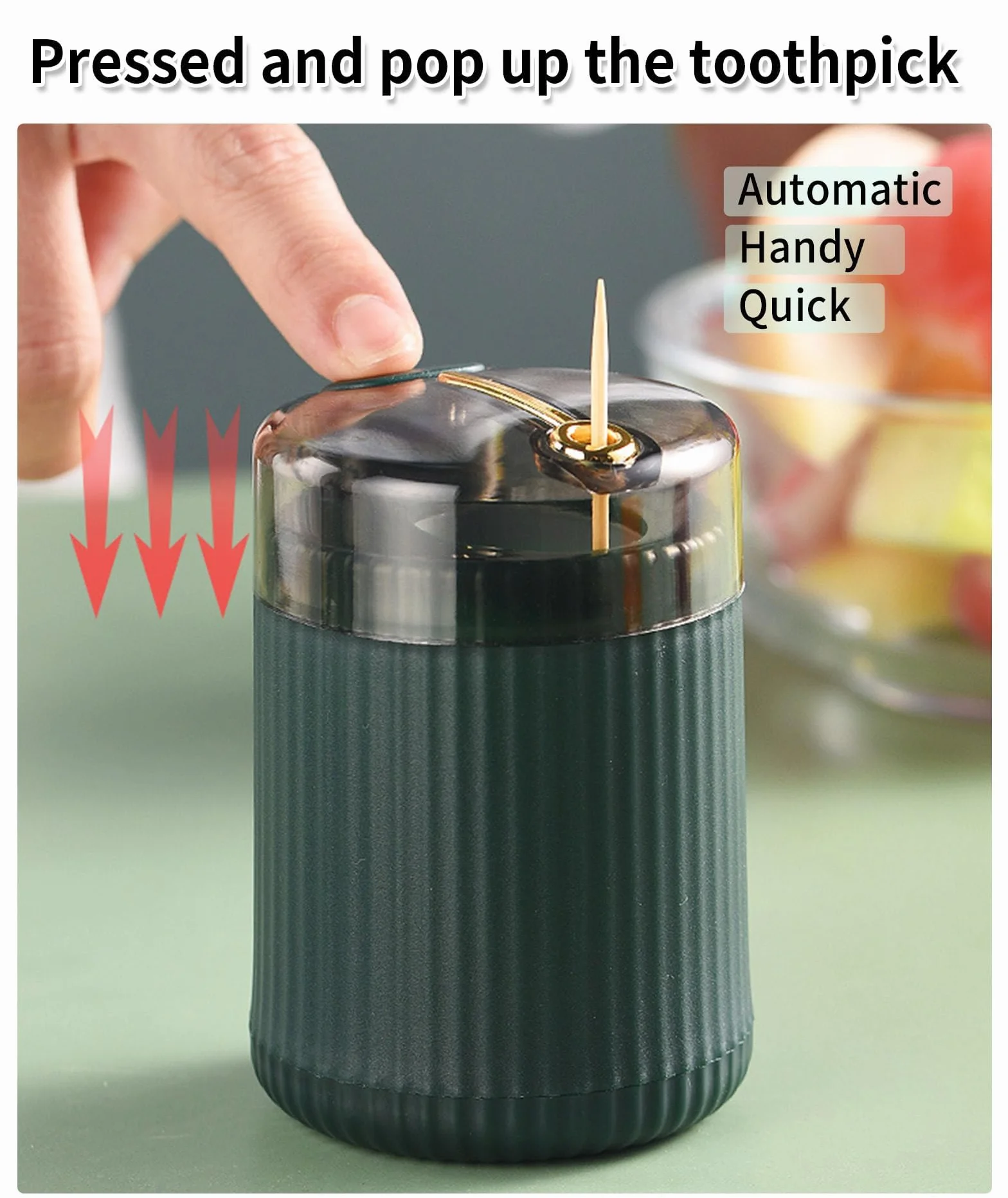 Dispenser Automatico di Stuzzicadenti Pop-Up 2 Pezzi Verde Scuro