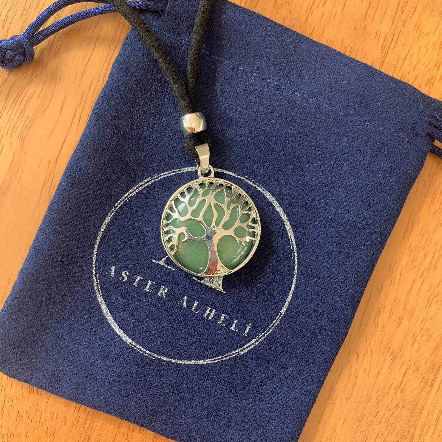 ASTER ALHELÍ Collana Albero della Vita Donna Uomo Ciondolo Pietra Naturale Altezza Regolabile Amuleto Protezione Gioiello Artigianale Fatto a Mano Idea Regalo Avventurina Verde