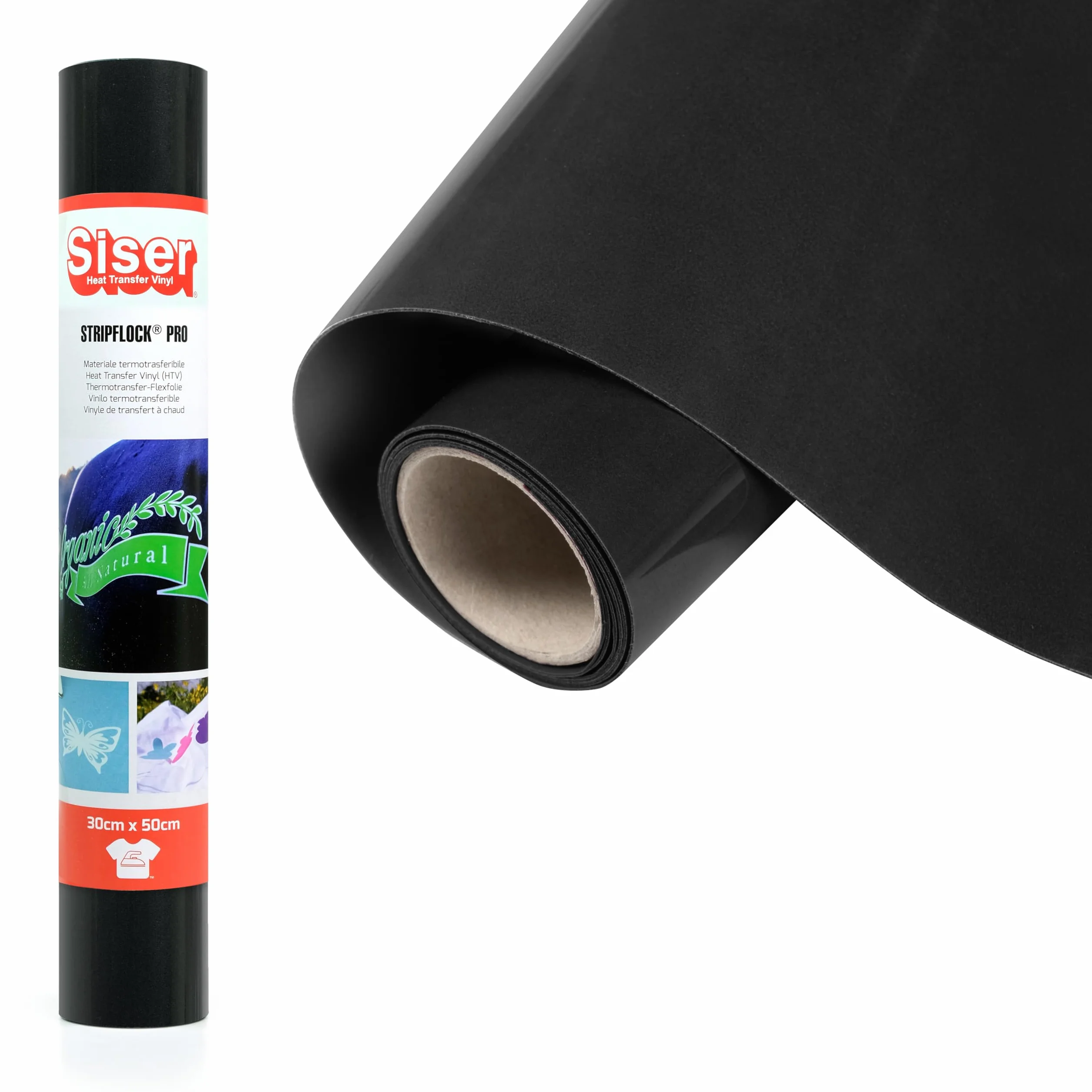 Siser Stripflock PRO Black Nero 30cm x 0,5mt Vinile Termotrasferibile Termoadesivo Floccato per Tessuti
