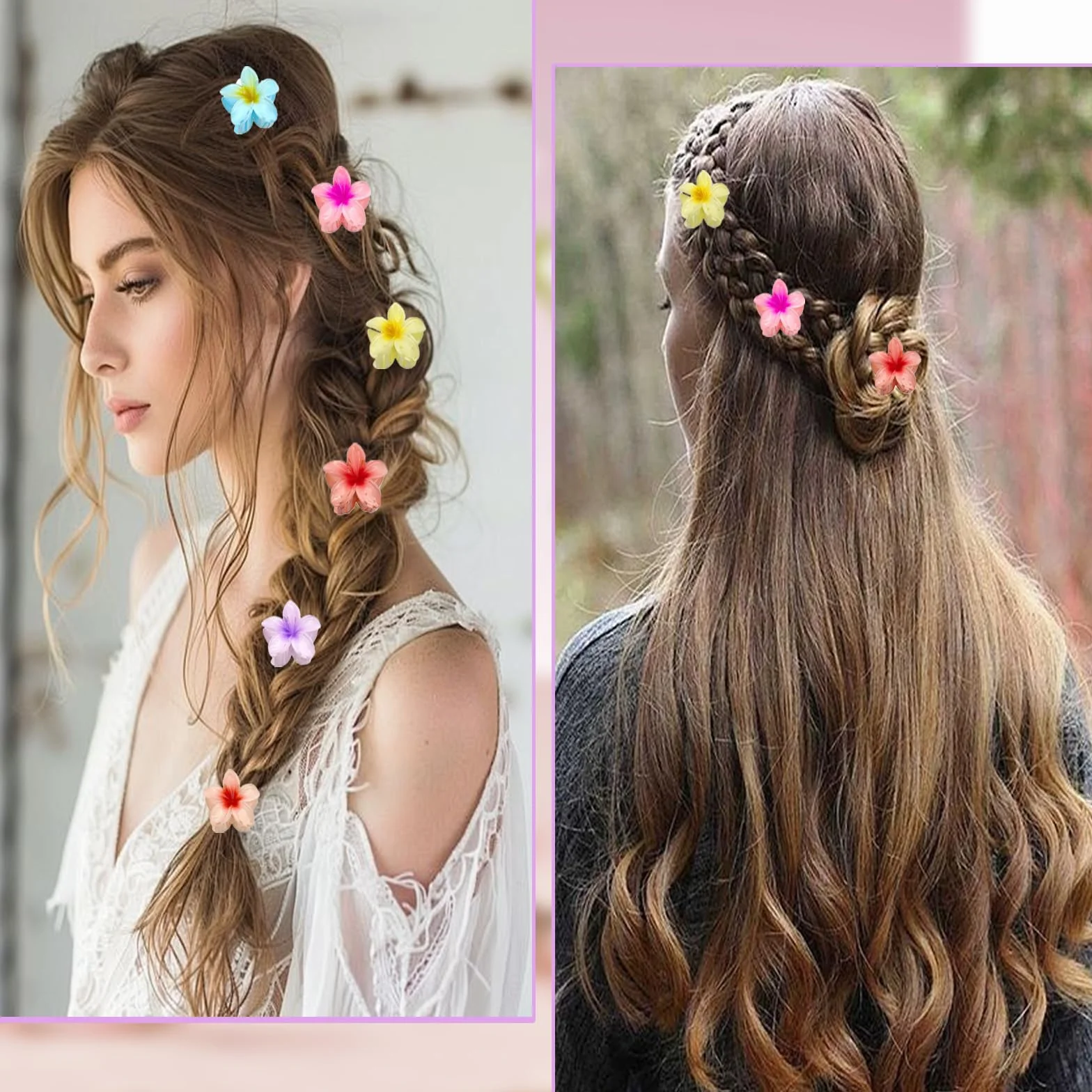 Mollette per Capelli a Forma di Fiore, Set da 12, 3 cm, Acrilico, Antiscivolo, Accessori per Acconciature