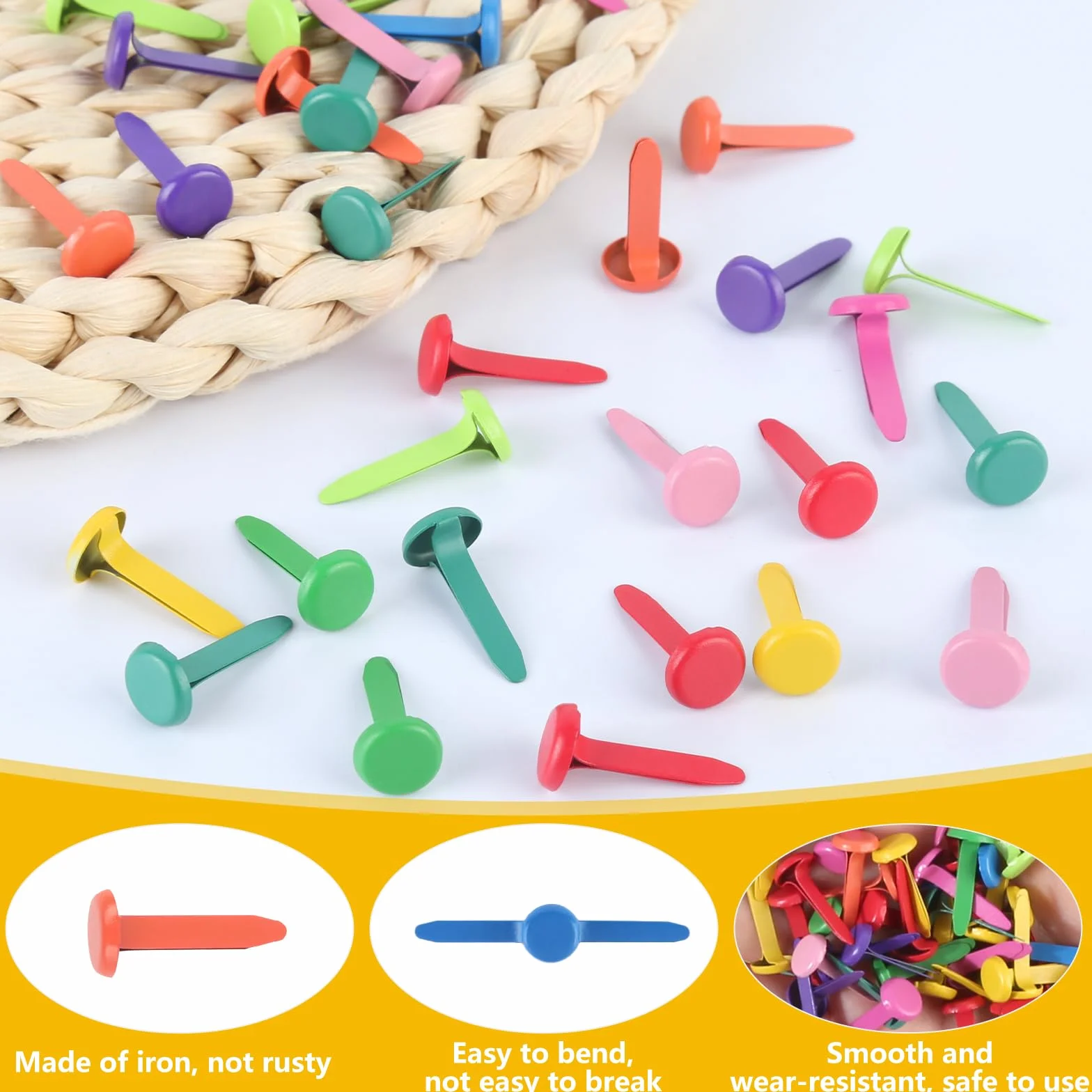 400 Pezzi Fermacampioni, Brads Rotondi in Metallo Colorati, Fermacampioni Piccoli da 8 x 17mm, Mini Fermacampioni per Scrapbooking, Carta, Artigianato Fai da Te