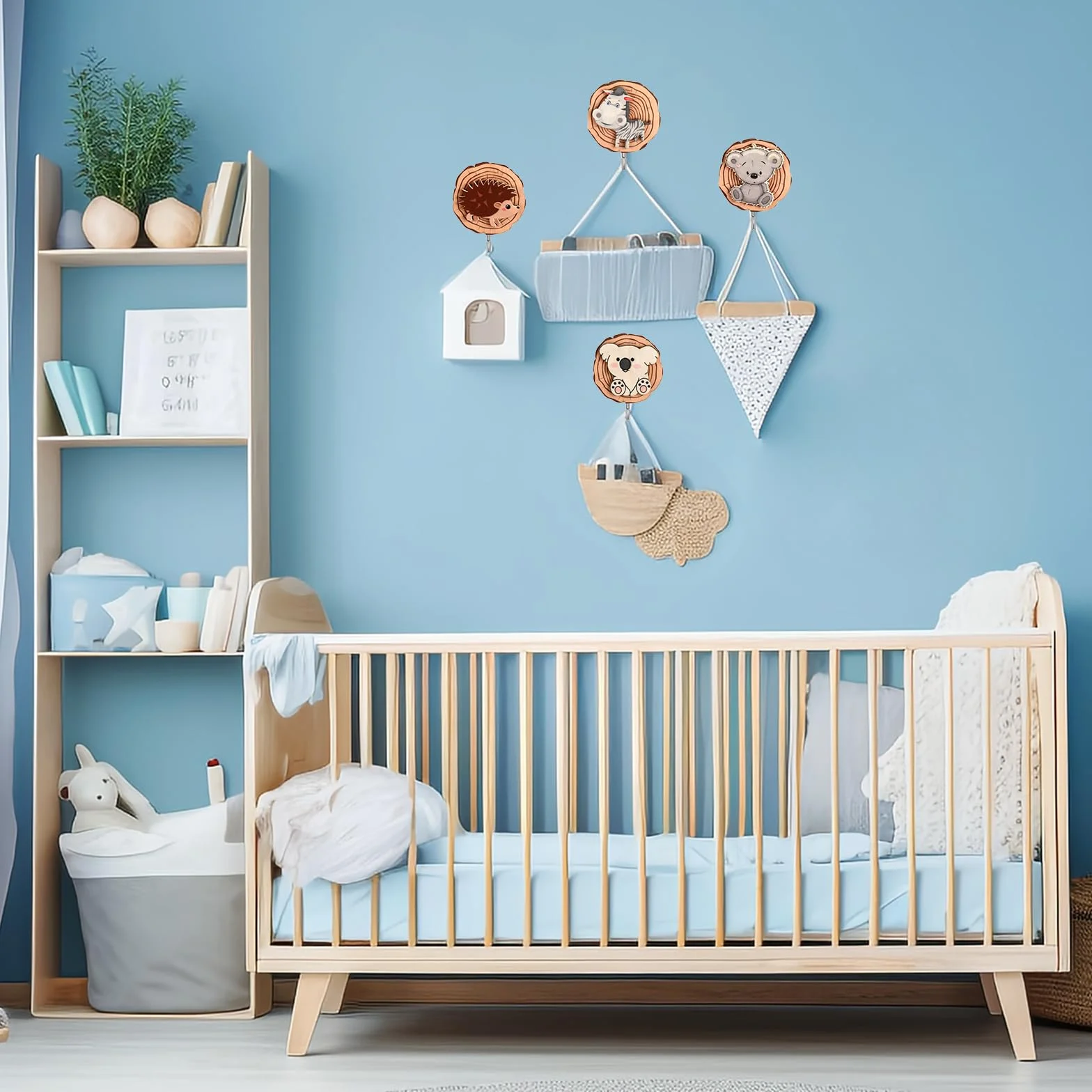 Ganci Autoadesivi per Bambini a Forma di Animale, 8 Pezzi, Ganci in Legno per Asciugamani e Cappelli