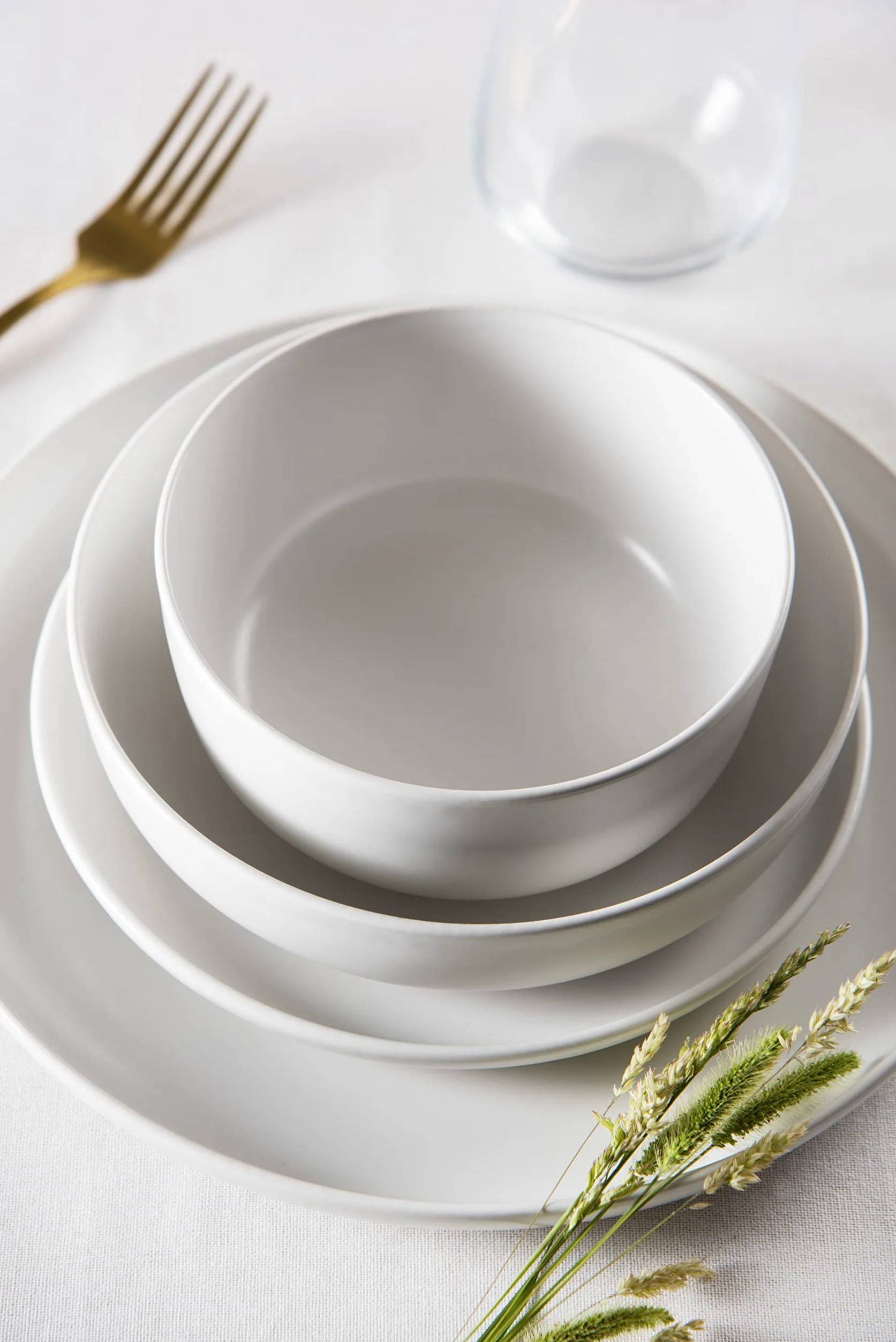Excelsa "Nordic" Servizio Tavola 12 Pezzi, Ceramica, Bianco