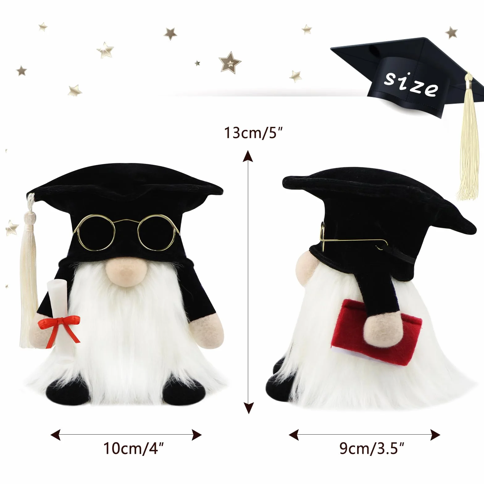 Set di 2 Decorazioni Regalo di Laurea Gnomo per Casa 13cm