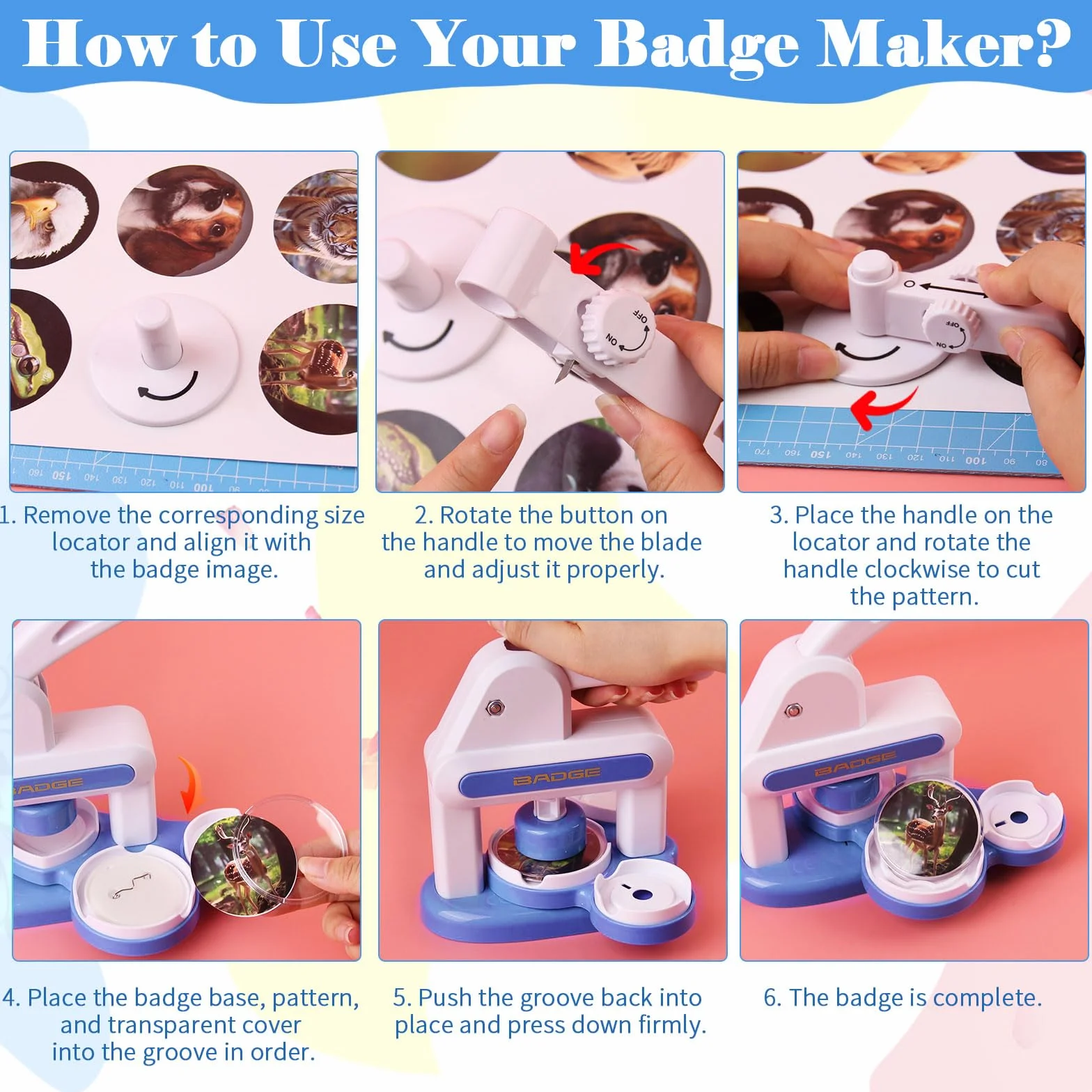 Macchina per Spille, 3IN1 Button Maker Badge Machine Blu Macchina da Stampa per Badge, Stampanti Badge 55/40MM Spille Personalizzate kit Portachiavi Fai Da Te per Regali di Compleanno e Natale