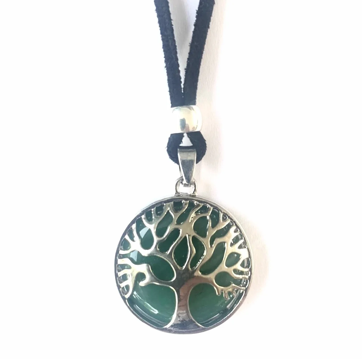 ASTER ALHELÍ Collana Albero della Vita Donna Uomo Ciondolo Pietra Naturale Altezza Regolabile Amuleto Protezione Gioiello Artigianale Fatto a Mano Idea Regalo Avventurina Verde