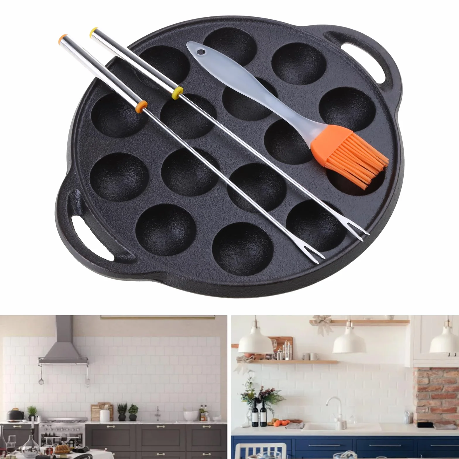 Polpi Takoyaki Pan Ghisa 15 fori Stampo Maker