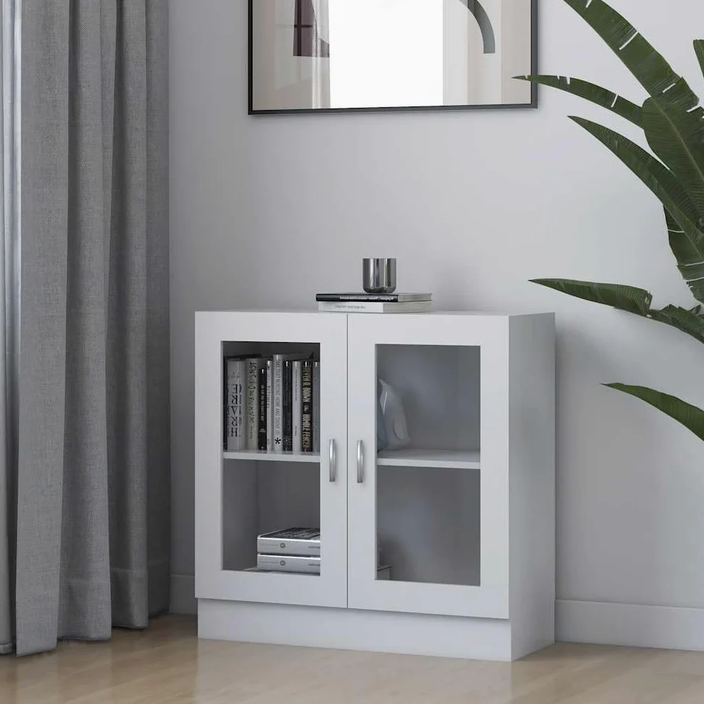 vidaXL Armadietto con Vetrina Bianco 82,5x30,5x80 cm Legno Multistrato