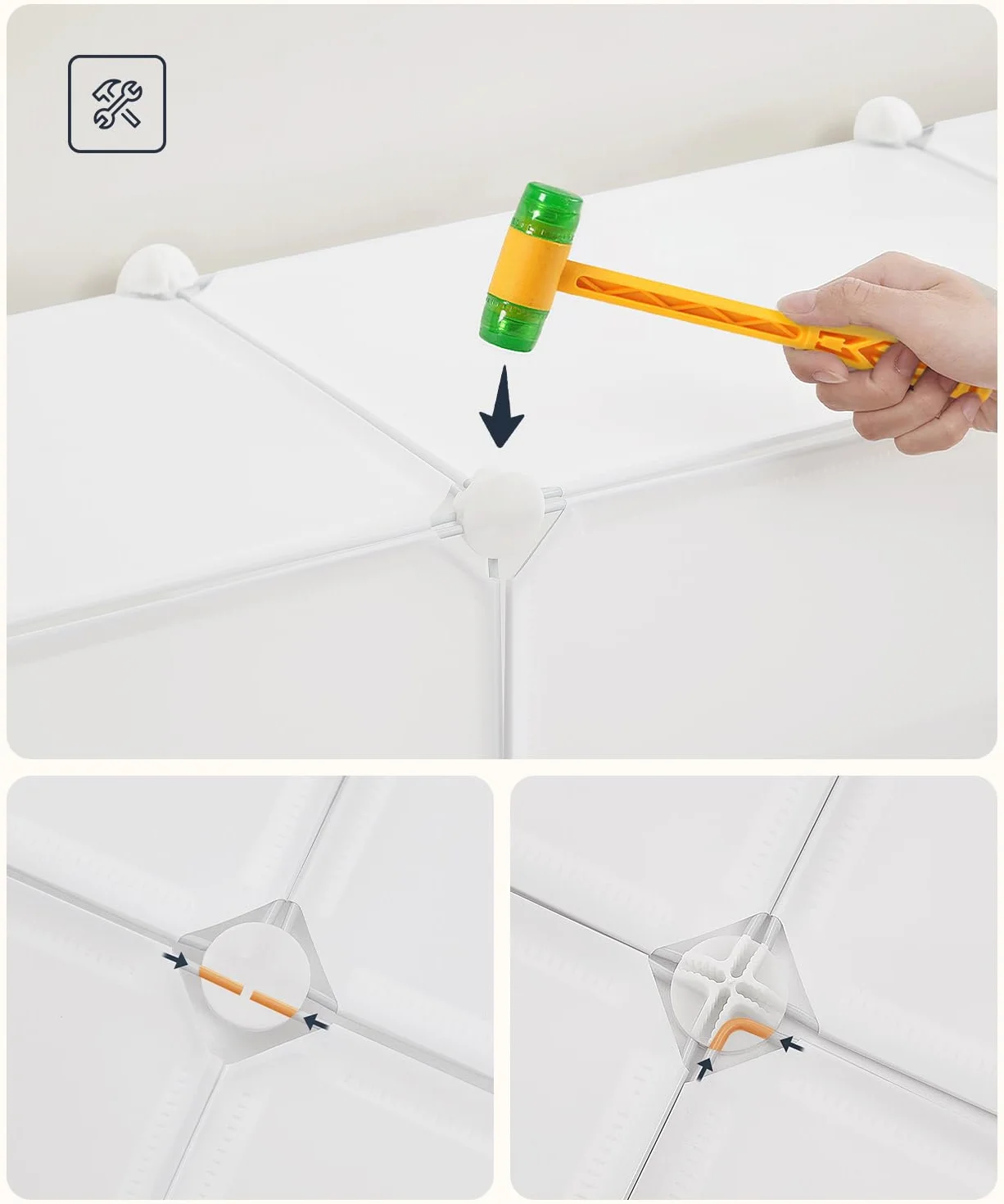 HOOBRO Scarpiera 8 Scomparti con Sportello, Scaffale Componibile in Plastica 40x30x30 cm, Bianco