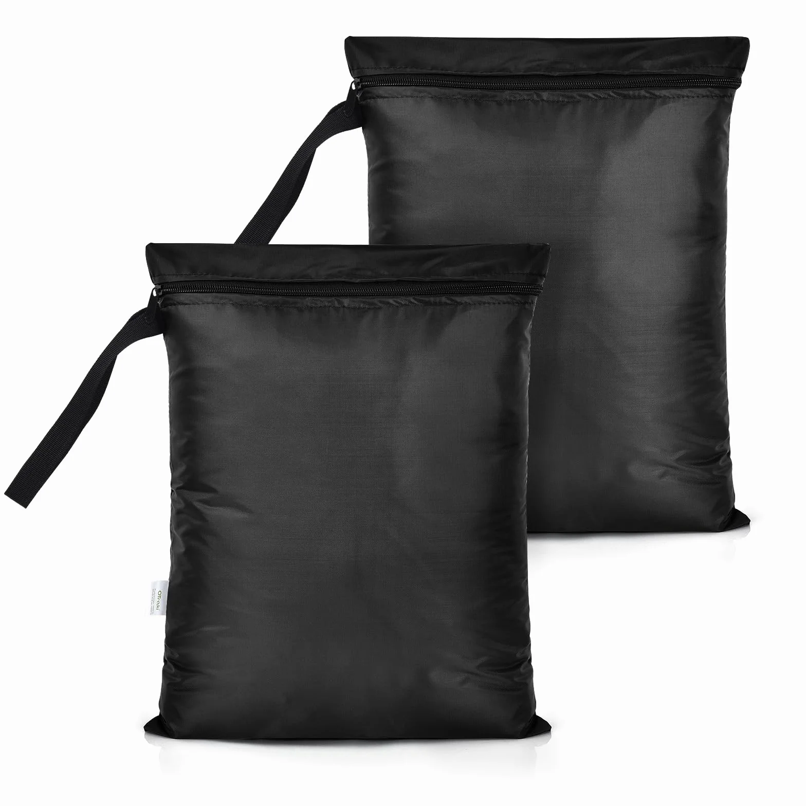 OTraki Sacco Biancheria Sporca Viaggio Riutilizzabile Wet Bag con Zip Tessuto Oxford Impermeabile Sacchetto Organizer per Gym Asciugamani Spiaggia Costume da Bagno Nero 30 x 36 cm 2 Pezzi