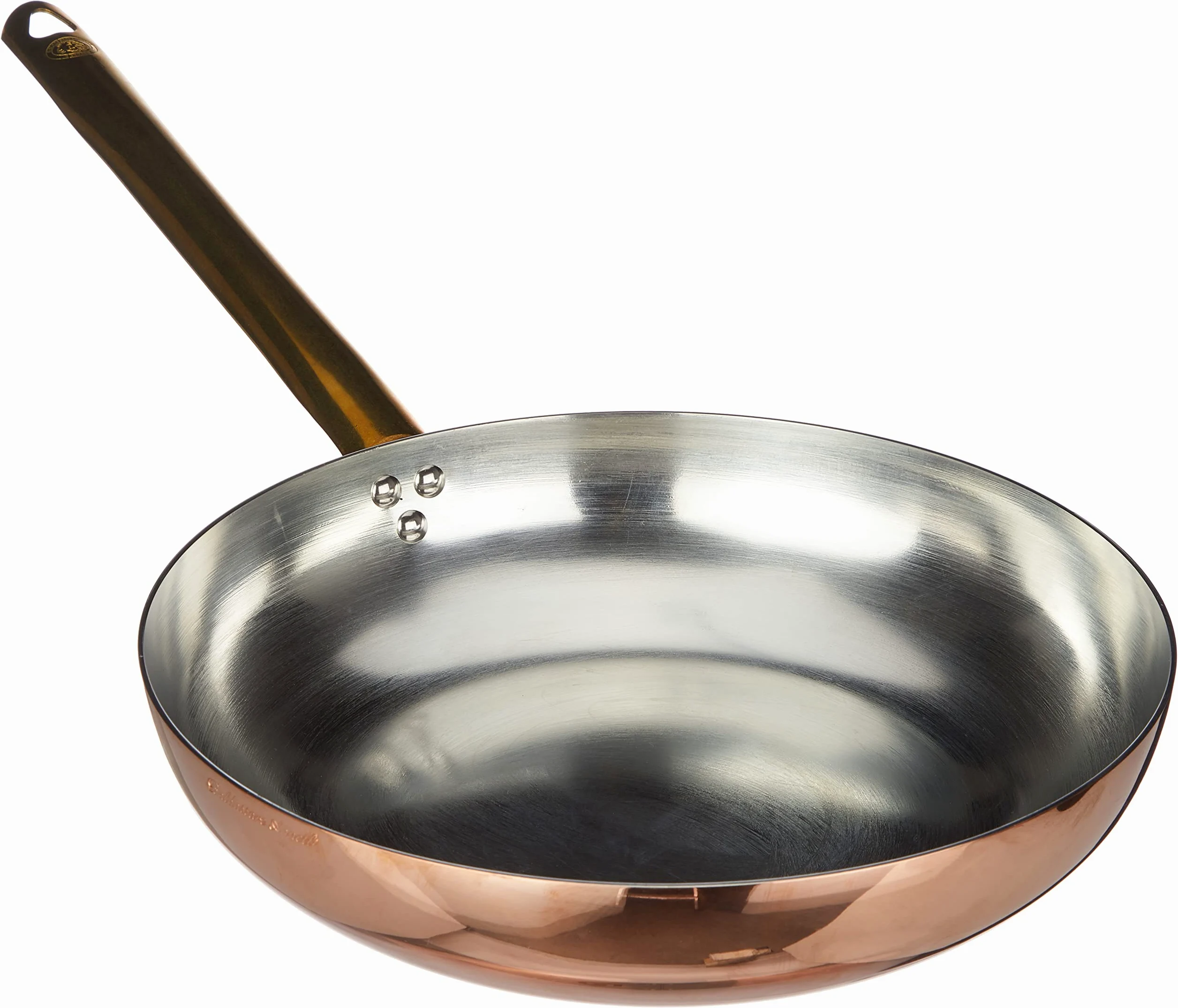 Pentole Agnelli Linea Rame Padella Saltare con Manico in Rame Liscio, Marrone, 32 cm