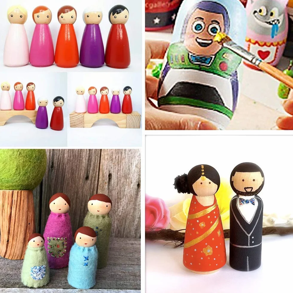 LUUFAN 20 bambole in legno da 65 mm, non rifinite, femminile, maschile, corpi vuoti, per fai da te, artigianato, feste di nozze (confezione da 20)