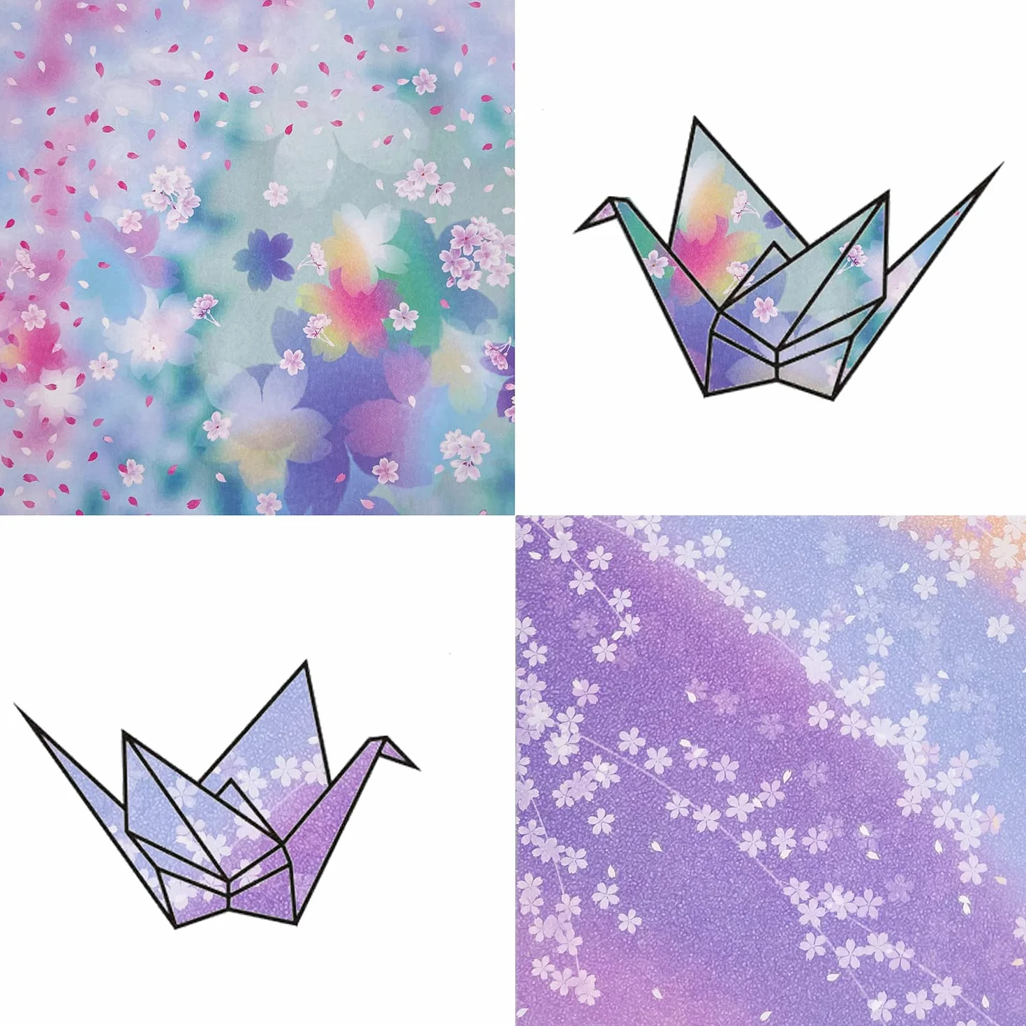 Carta per origami giapponese Fiori ciliegio 60 fogli 15 x 15 cm doppia faccia