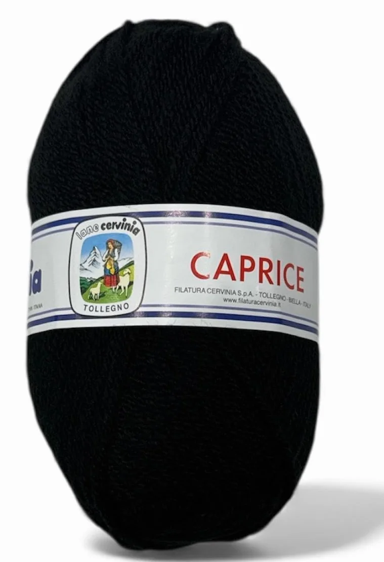 Gomitolo di Filato Lana Acrilica 100% Cervinia Caprice per Uncinetto e Ferri 3.0-3.5 da 50 Gr Nero