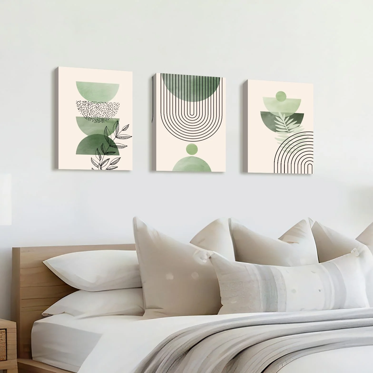 Pittura su tela Boho Salvia Verde Stampa su tela 90x40cm Quadri Moderni Decorazioni Murale