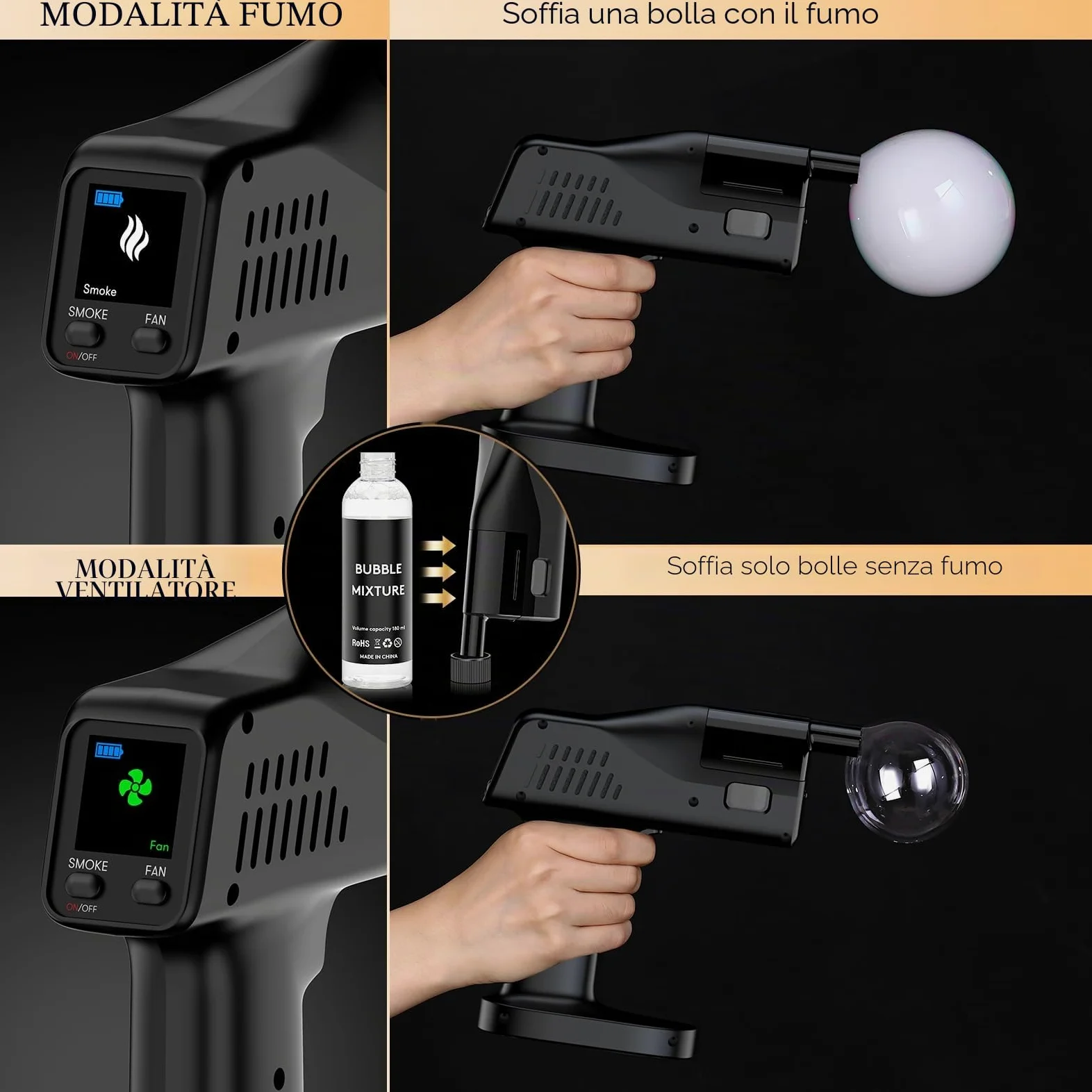 Pistola Affumicatore Cocktail Kit, Funzionamento con un Solo Tasto, Portatile, con Schermo a Colori da 1,4 Pollici, per Baristi, Bar, Feste, Vino, Bevande, Caffè (Affumicatore)