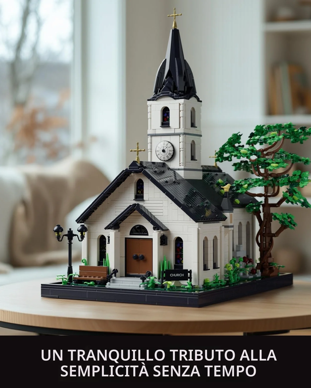 Nifeliz Cappella Architecture Set di giocattoli da costruzione per adulti, modello vintage country, 3116 pezzi